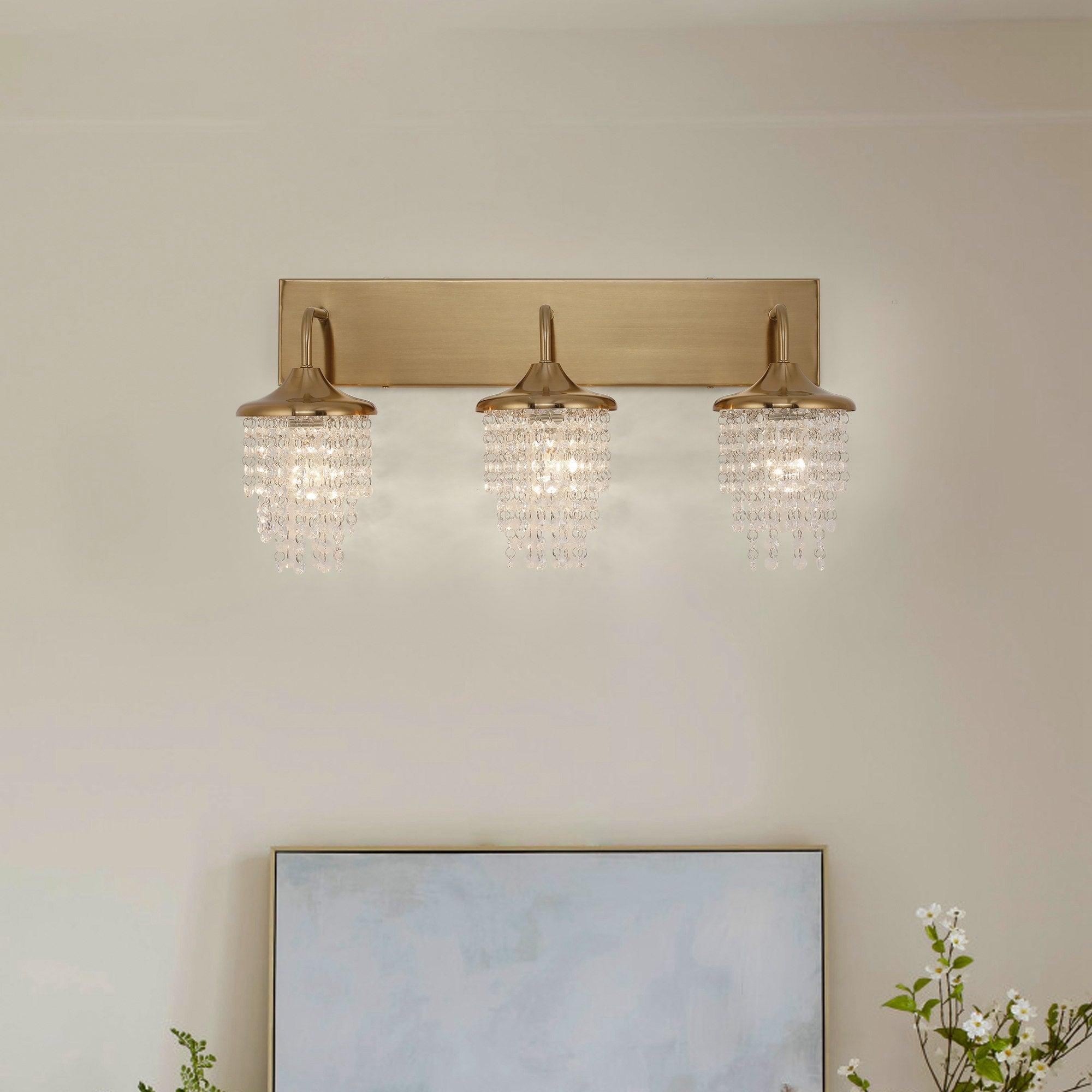 Crystal Modern 3-Light Golden Wall Light