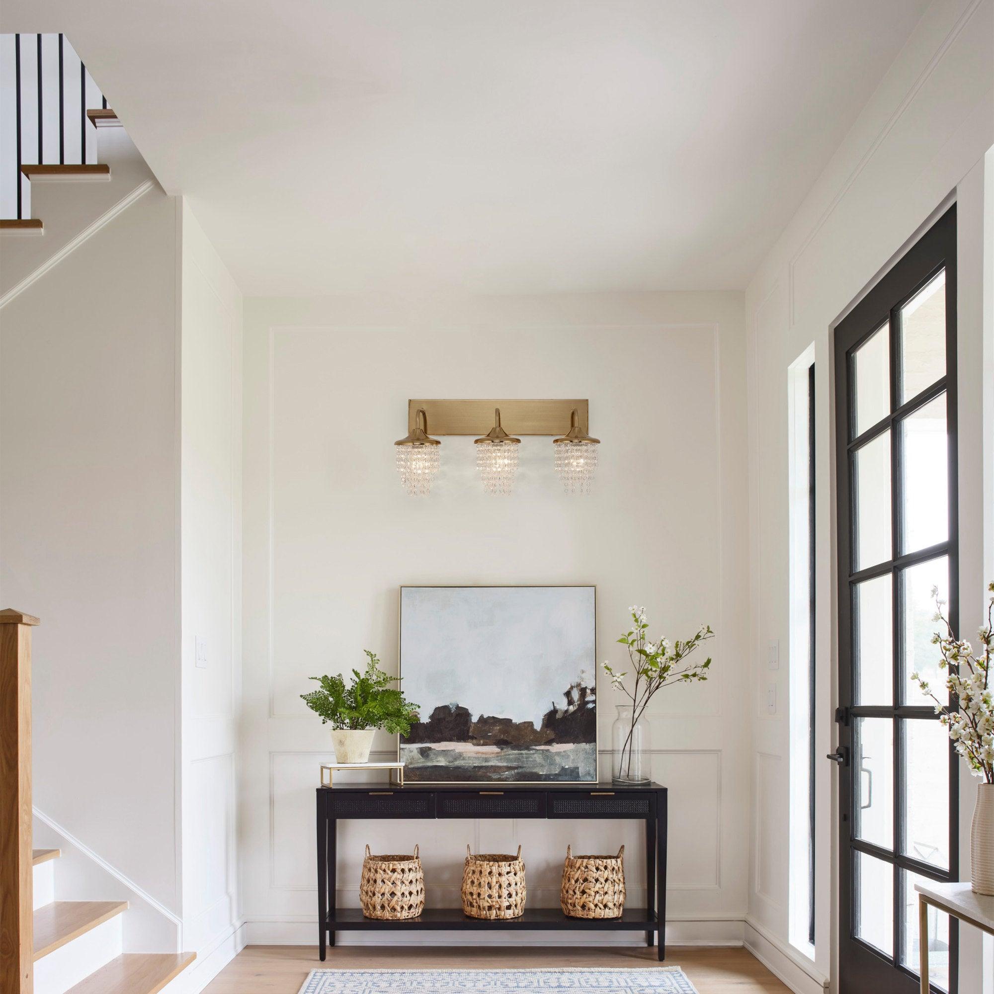 Crystal Modern 3-Light Golden Wall Light