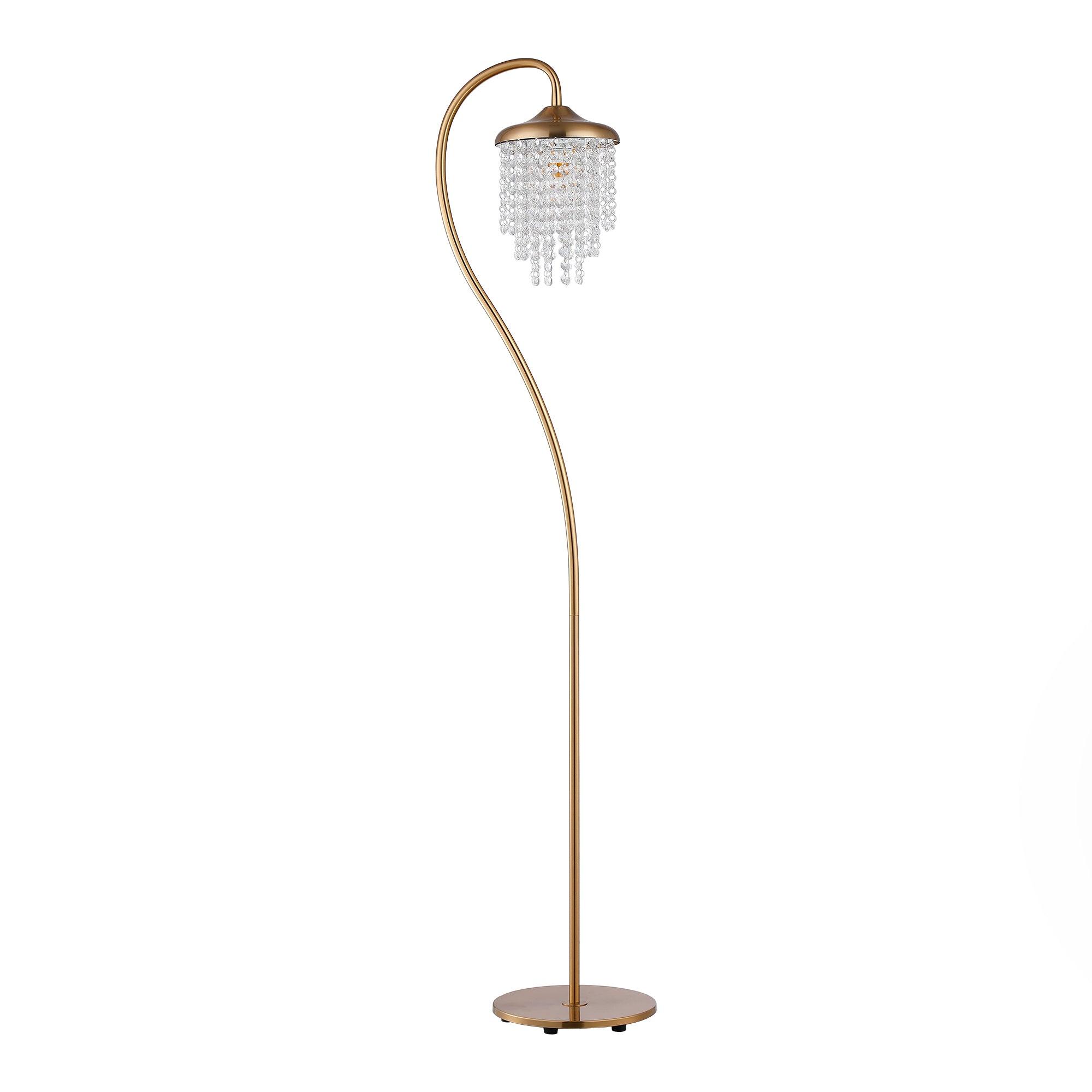 Golden 1-Light Crystal Floor Lamp