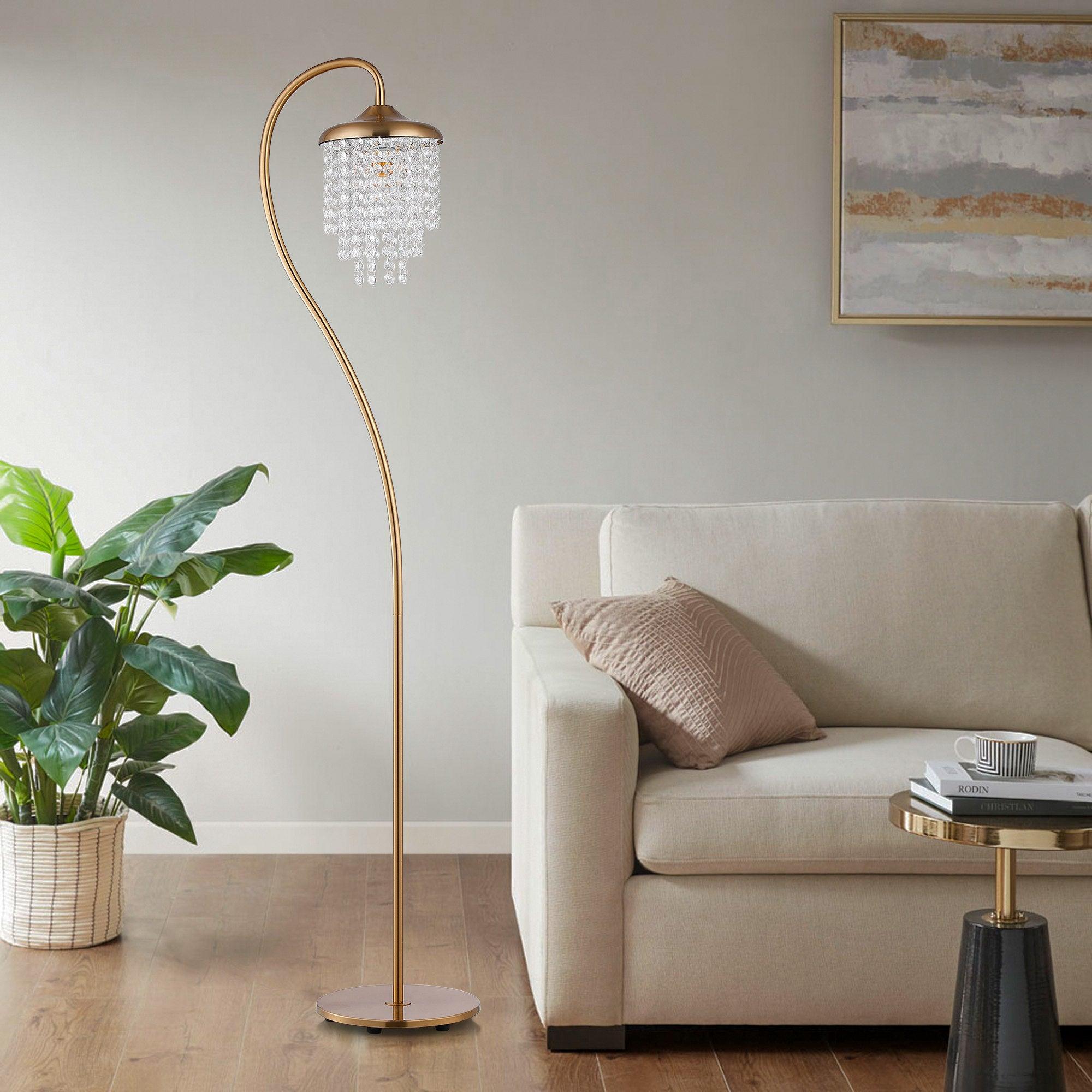 Golden 1-Light Crystal Floor Lamp
