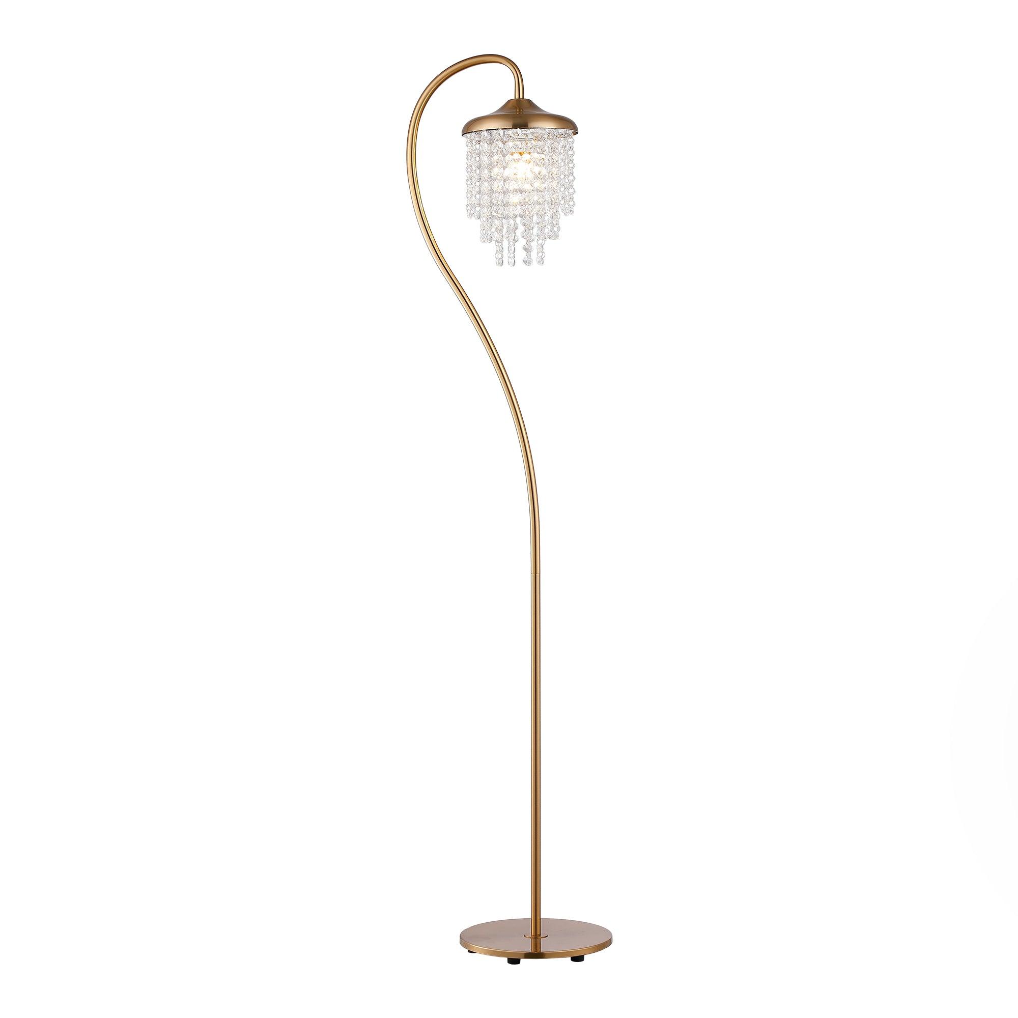 Golden 1-Light Crystal Floor Lamp