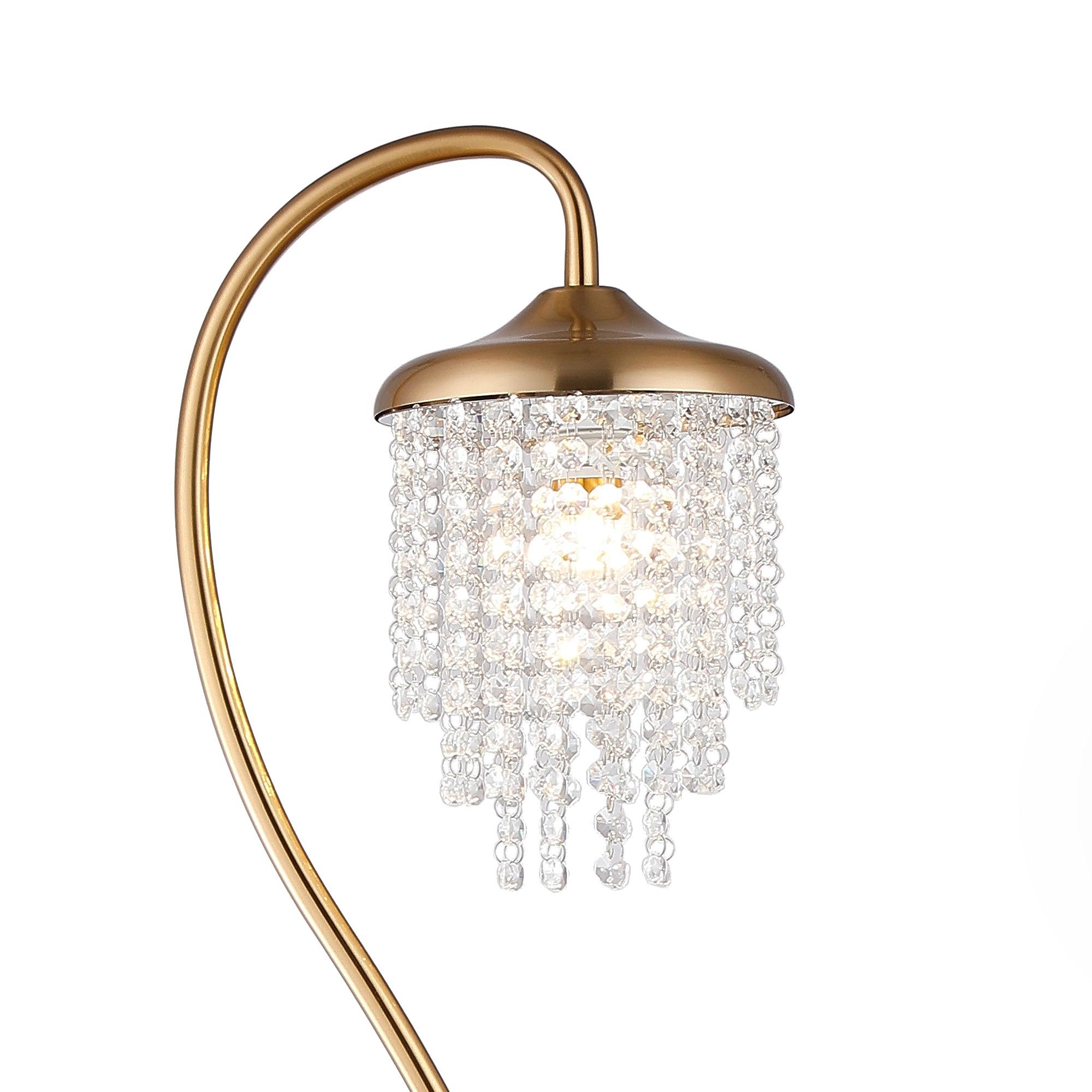 Golden 1-Light Crystal Floor Lamp