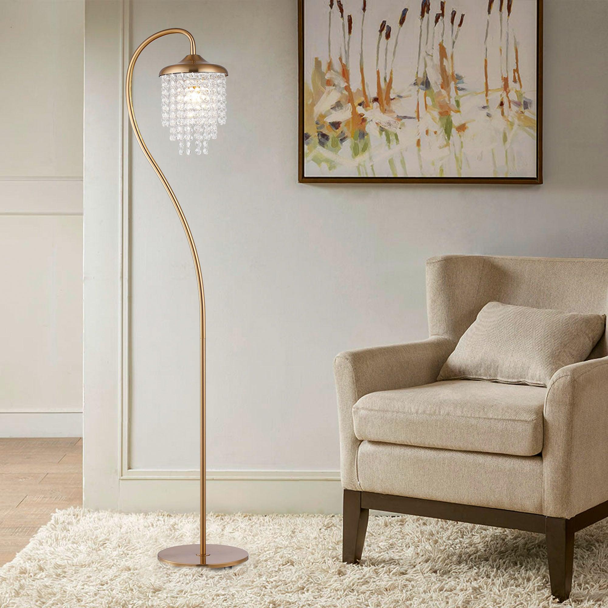 Golden 1-Light Crystal Floor Lamp
