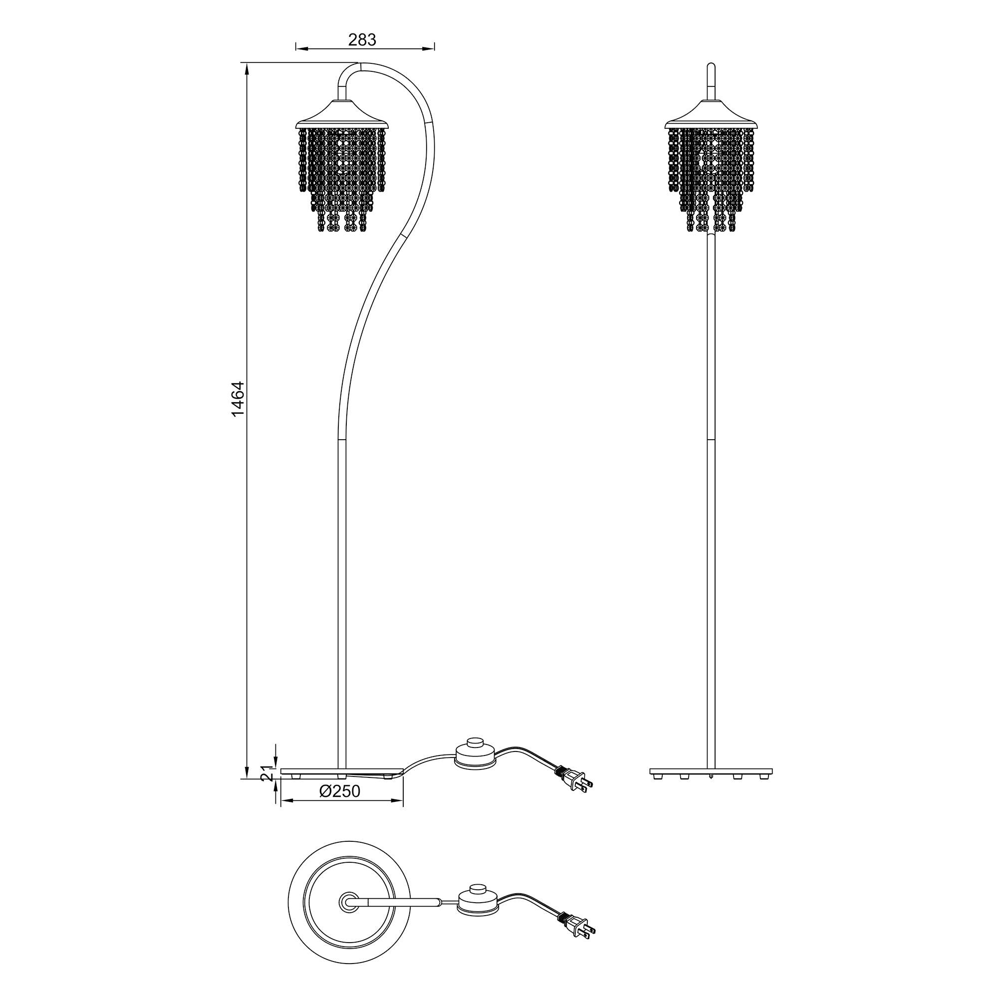 Golden 1-Light Crystal Floor Lamp