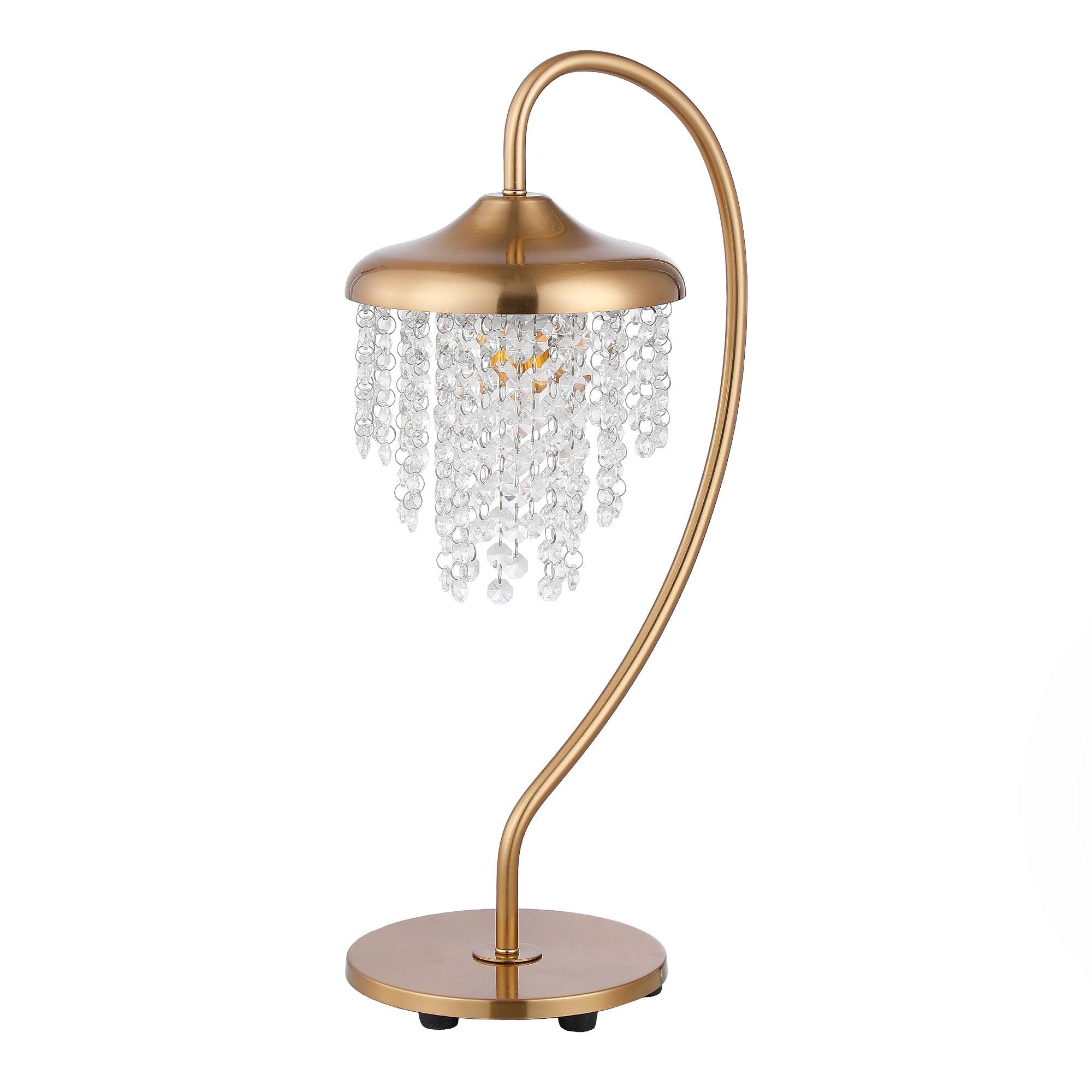 Crystal Shade Golden Modern 1-Light Table Lamp