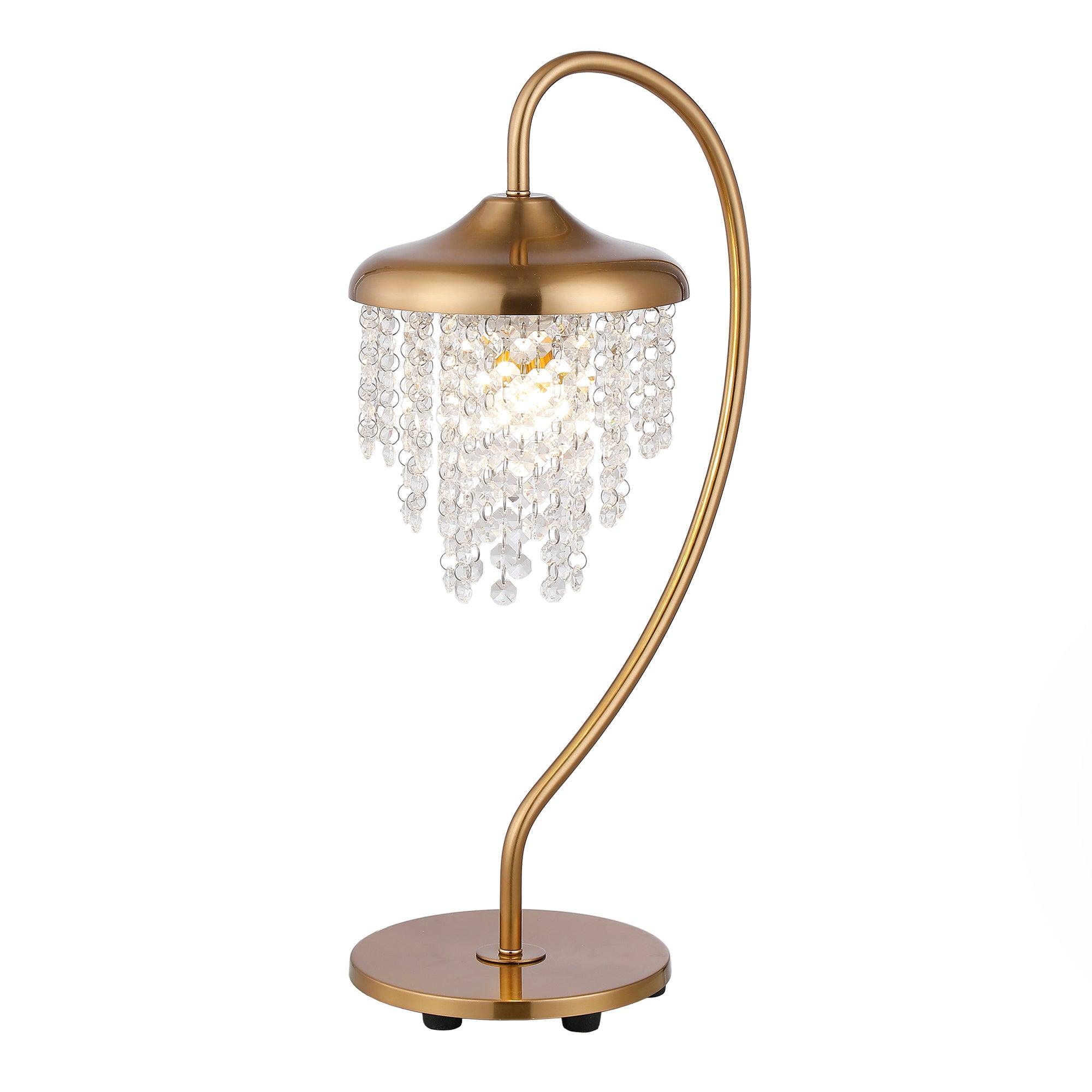 Crystal Shade Golden Modern 1-Light Table Lamp