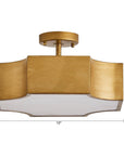 Vintage Golden 3-Light LED Semi Flush Mount Ceiling Light for Entrance Closet Kitchen