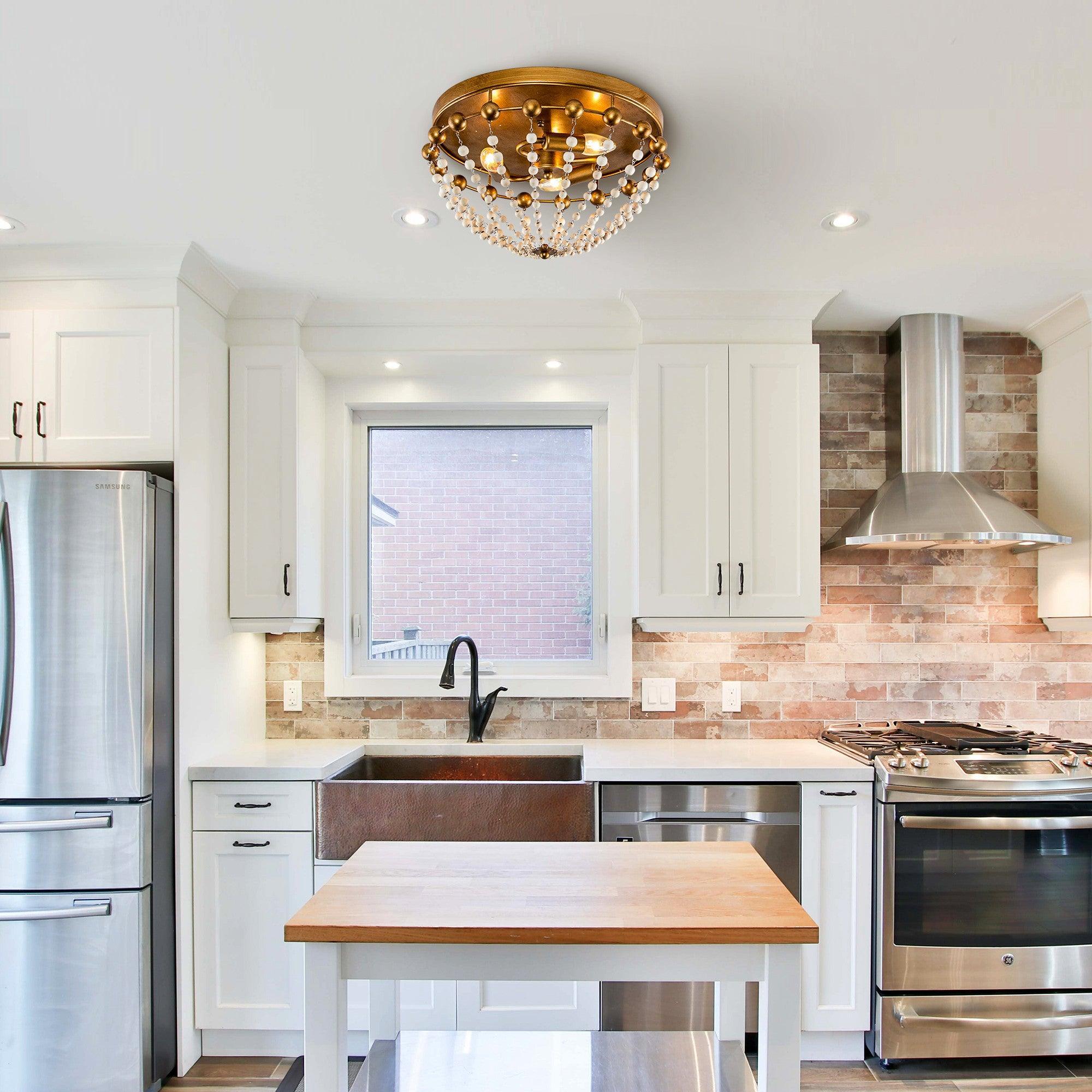 Golden LED 3-Light Modern Bohemian Flush Mount Light