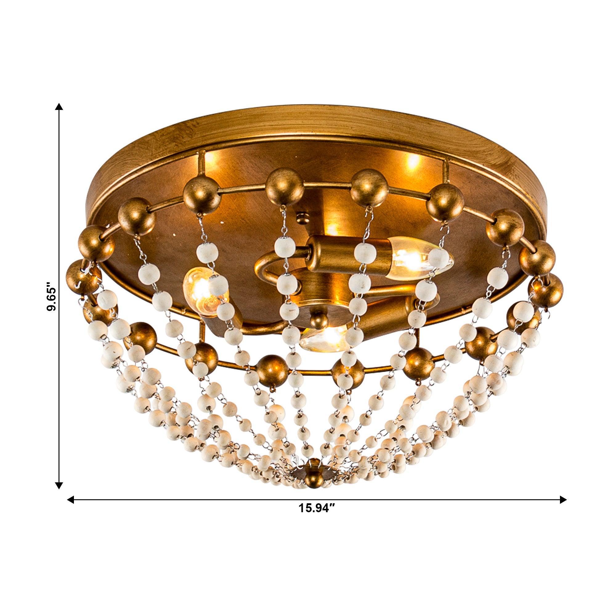 Golden LED 3-Light Modern Bohemian Flush Mount Light