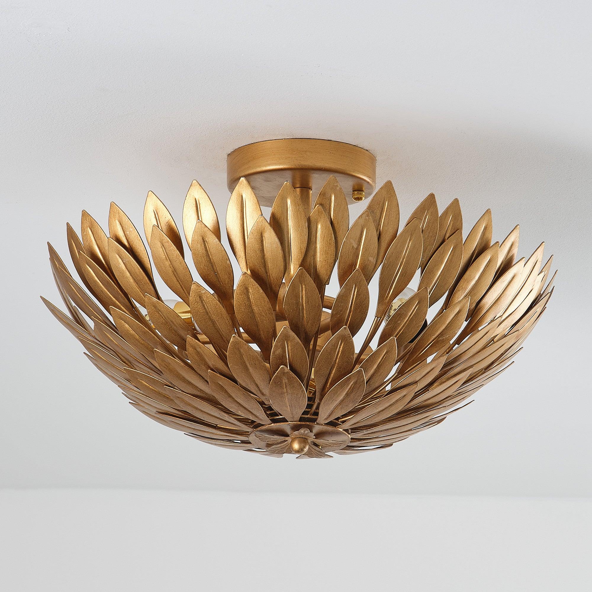16 Inch Farmhouse Golden 3-Light Semi Flush Mount Light