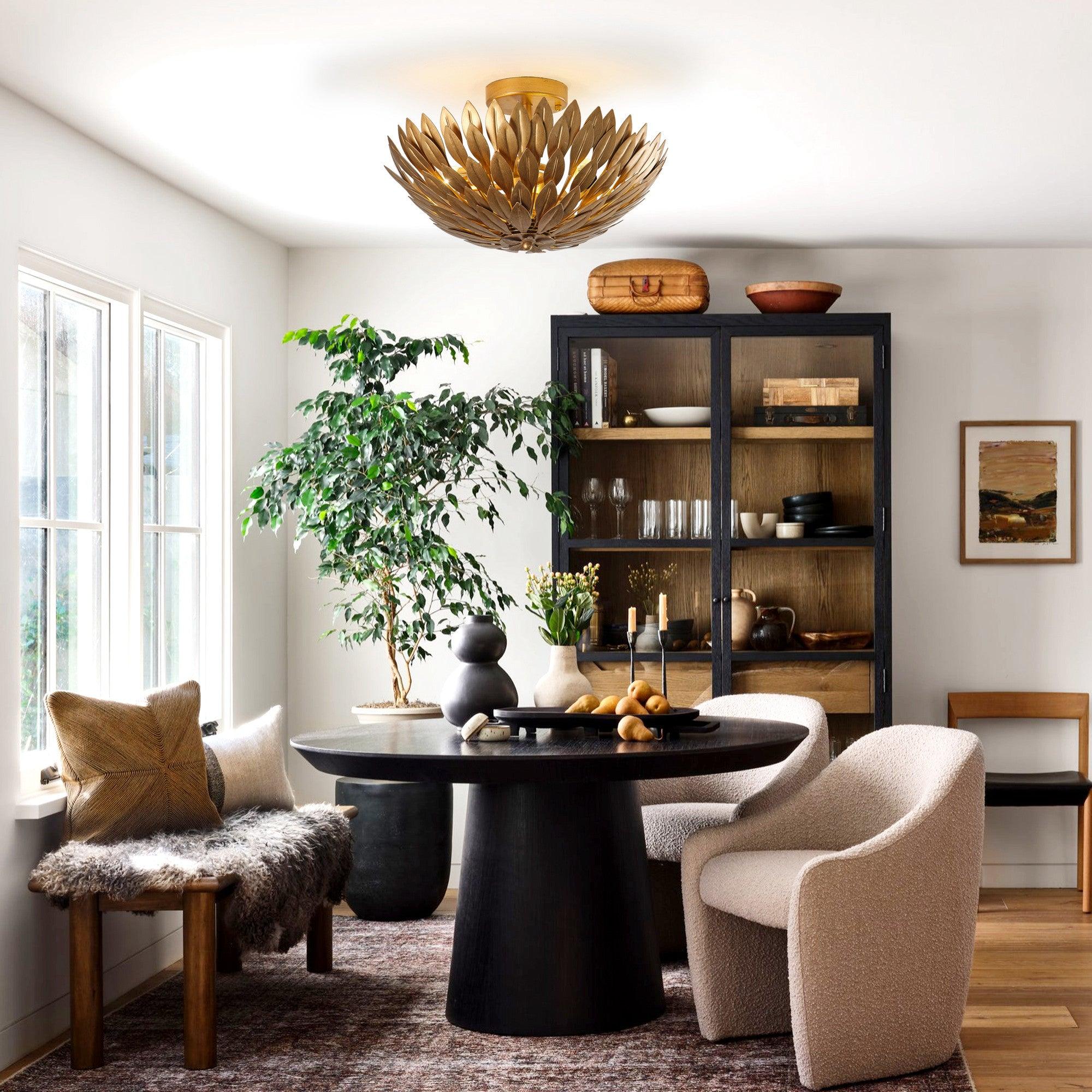 16 Inch Farmhouse Golden 3-Light Semi Flush Mount Light