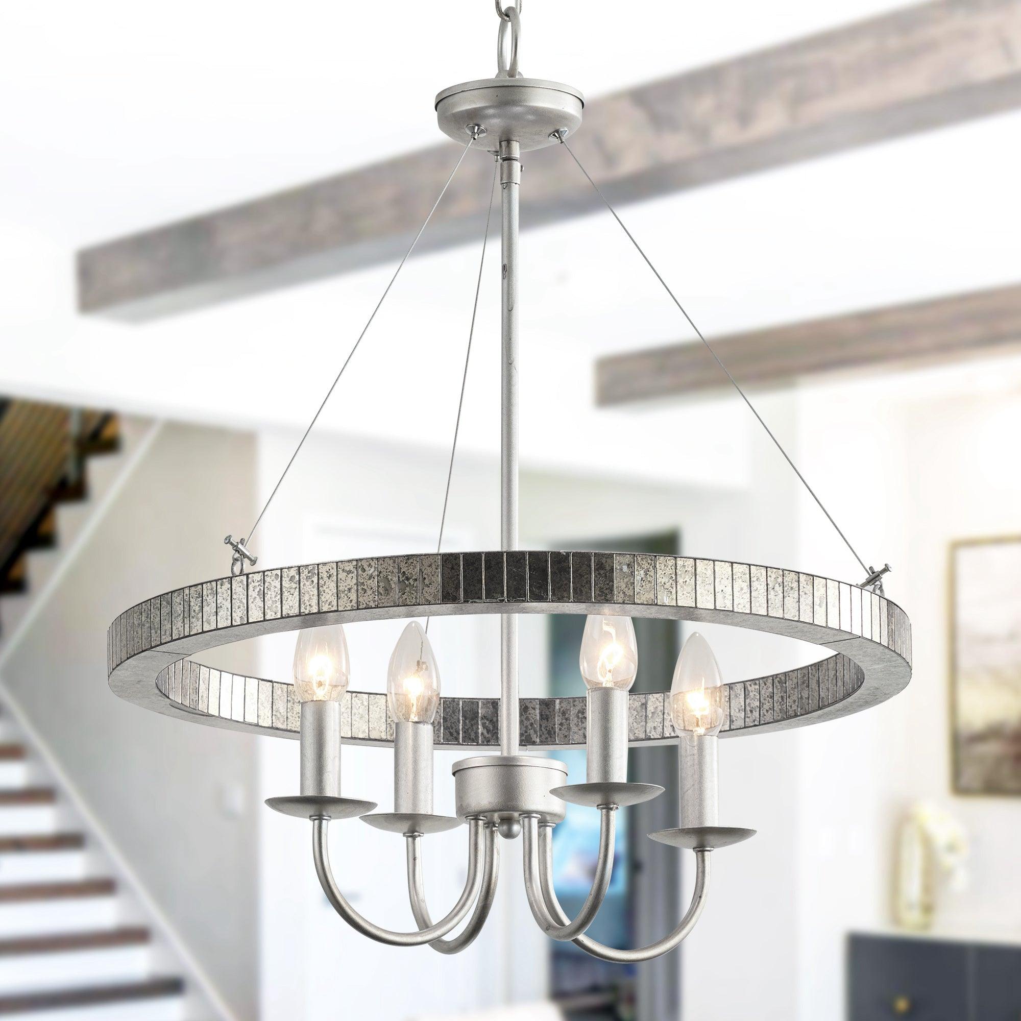 Modern Iron 4-Light Pendant Light with Acrylic Lens