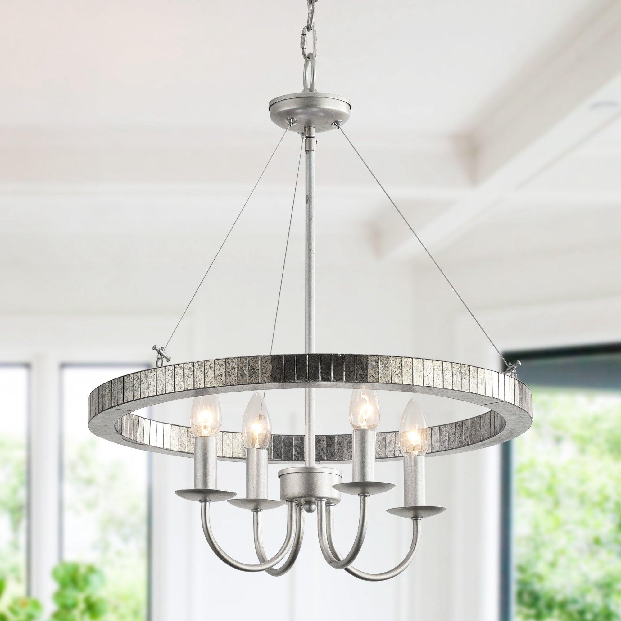 Modern Iron 4-Light Pendant Light with Acrylic Lens