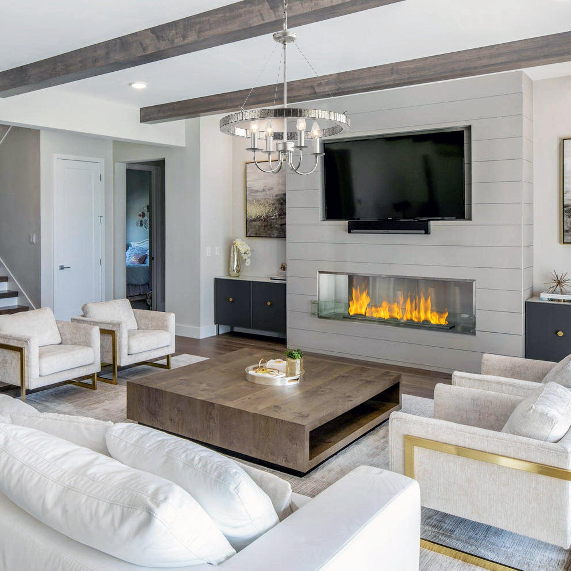 Modern Iron 4-Light Pendant Light with Acrylic Lens