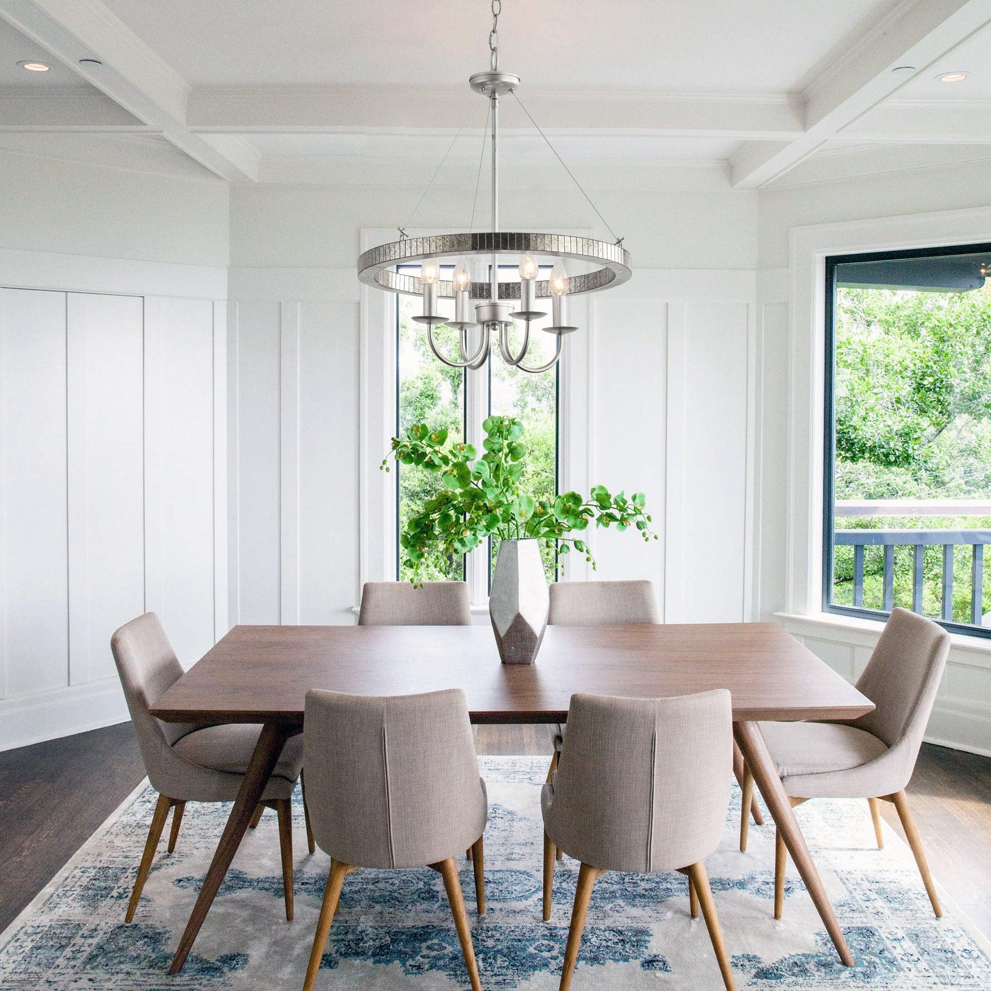 Modern Iron 4-Light Pendant Light with Acrylic Lens