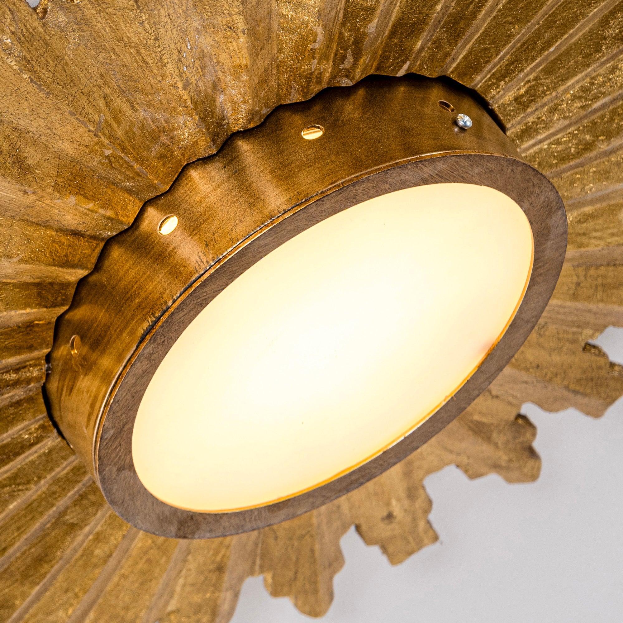 Golden Sunburst Flush Mount LED Light