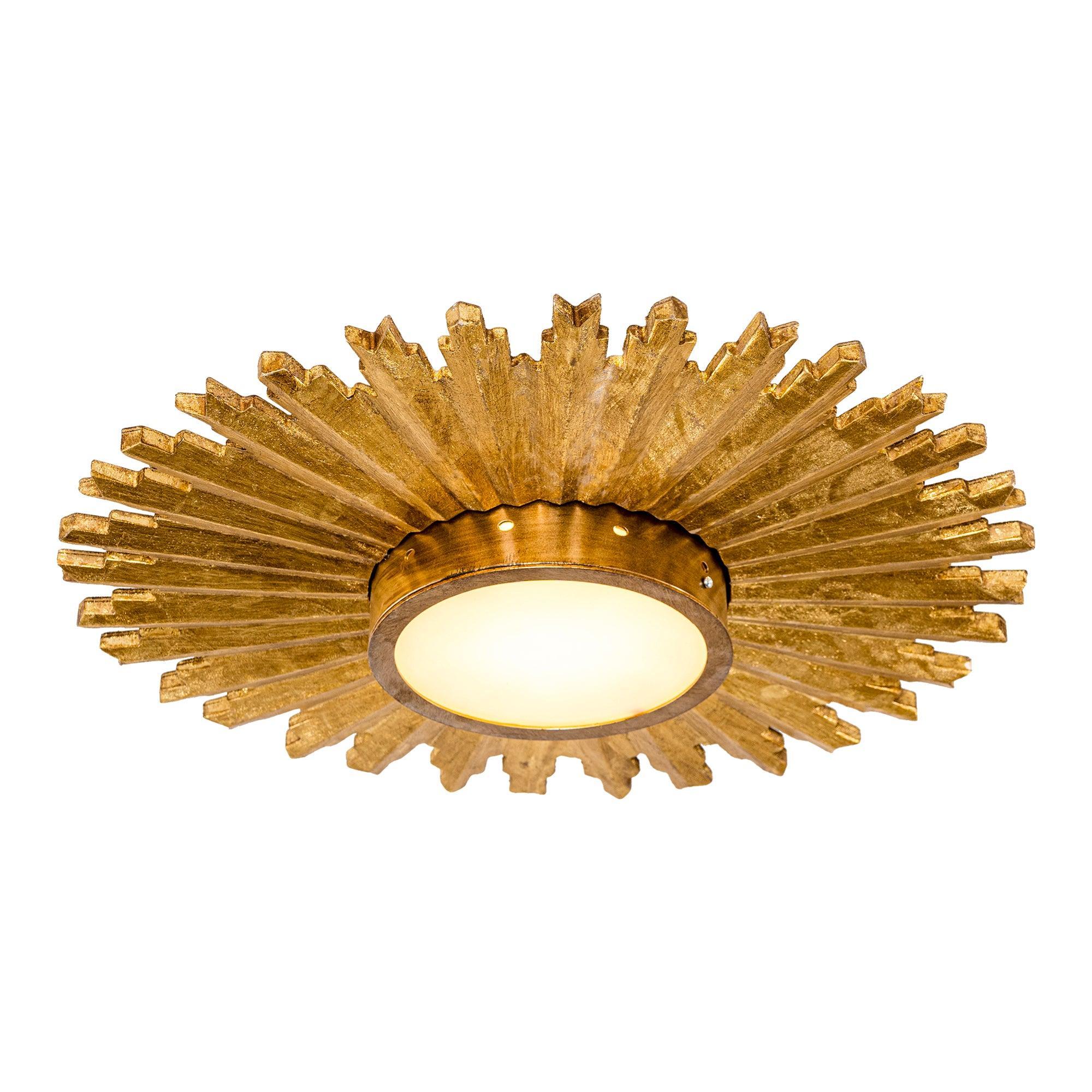 Golden Sunburst Flush Mount LED Light
