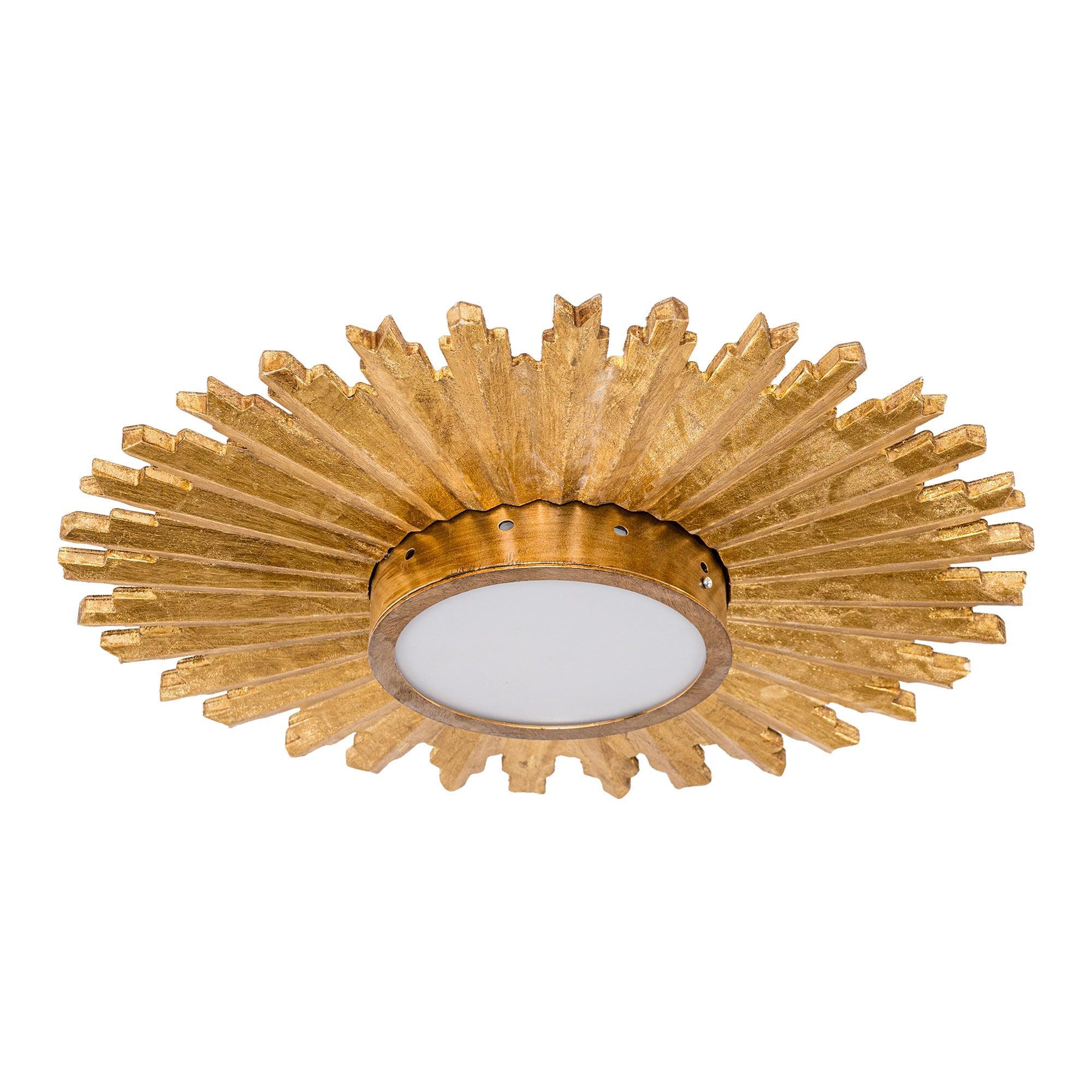 Golden Sunburst Flush Mount LED Light