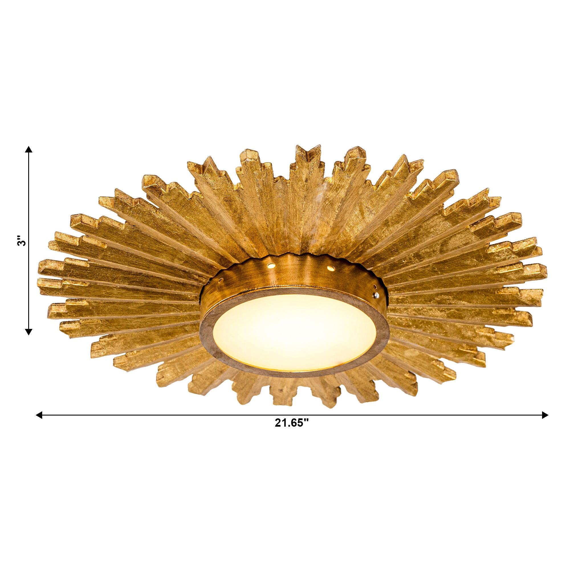 Golden Sunburst Flush Mount LED Light