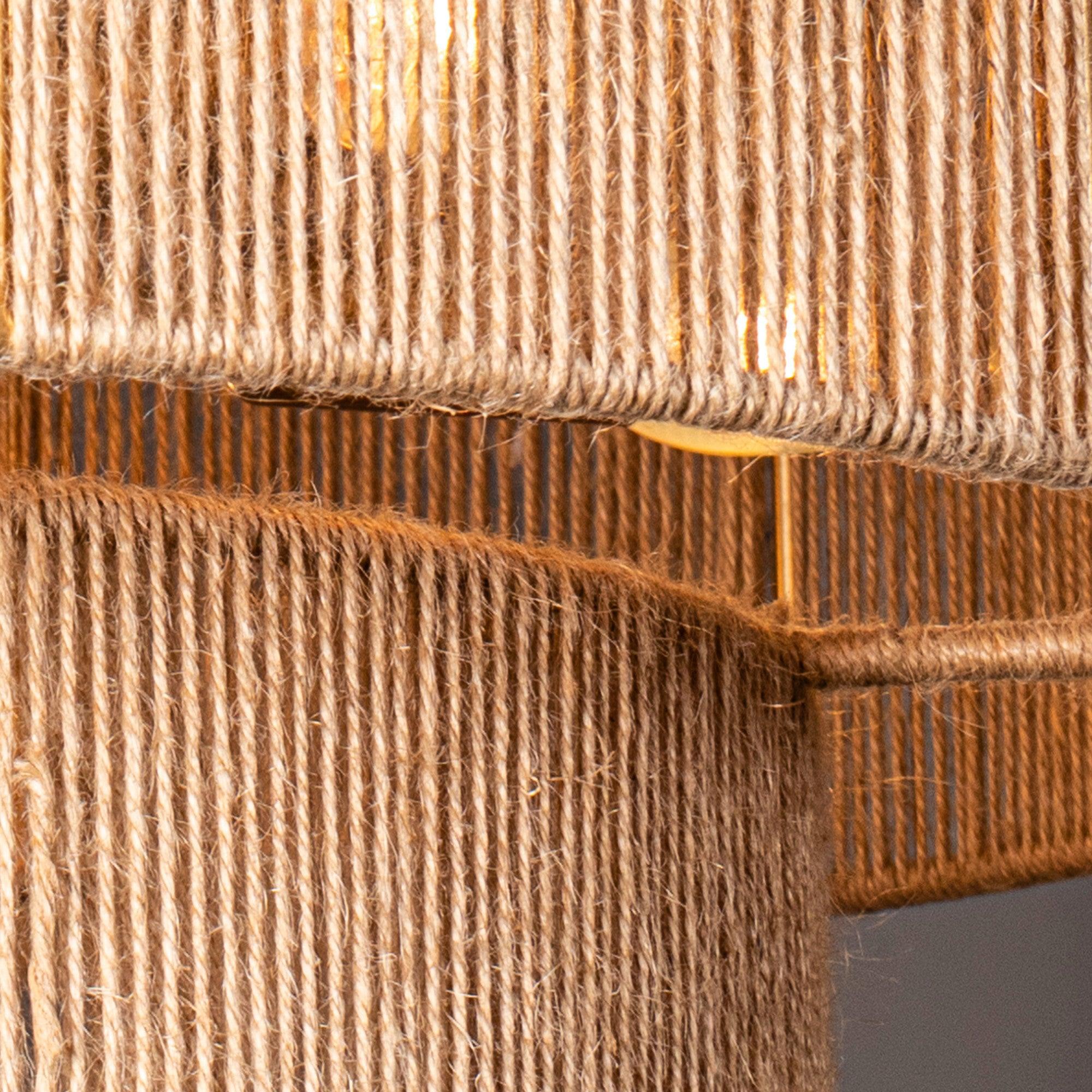 Bohemian Antique Gold 6-Light Drum Pendant Light with Natural Rope