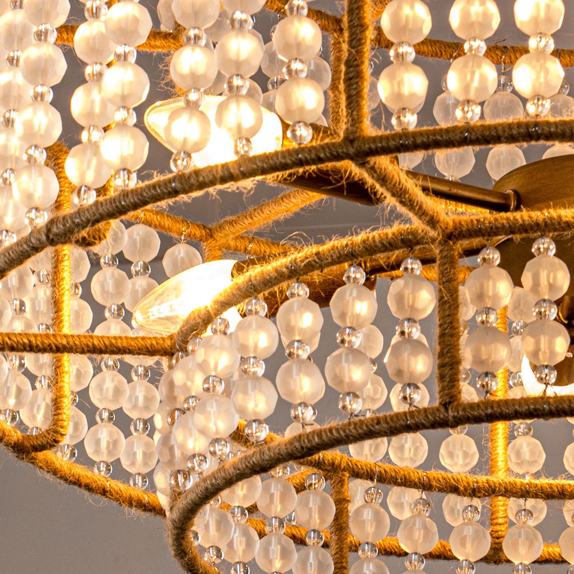 Antique Gold Farmhouse 6-Light Beaded Drum Chandelier