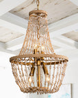 Weathered Wood Modern Beaded 4-Light Chandelier