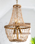 Weathered Wood Modern Beaded 4-Light Chandelier