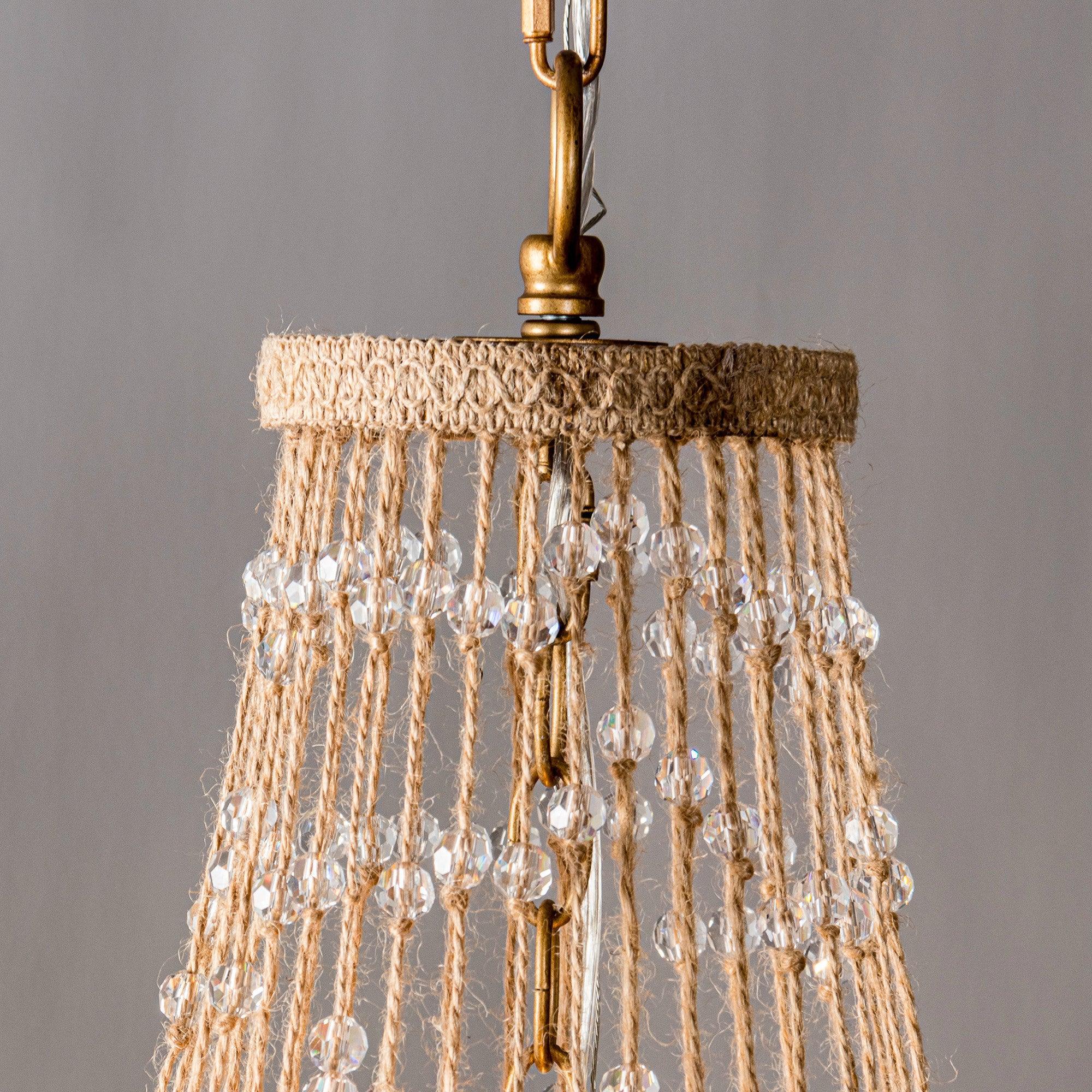 Weathered Wood Modern Beaded 4-Light Chandelier