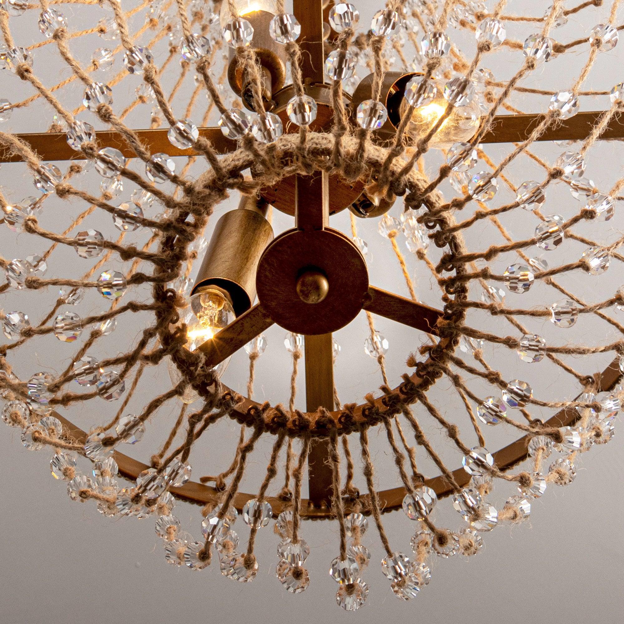 Weathered Wood Modern Beaded 4-Light Chandelier