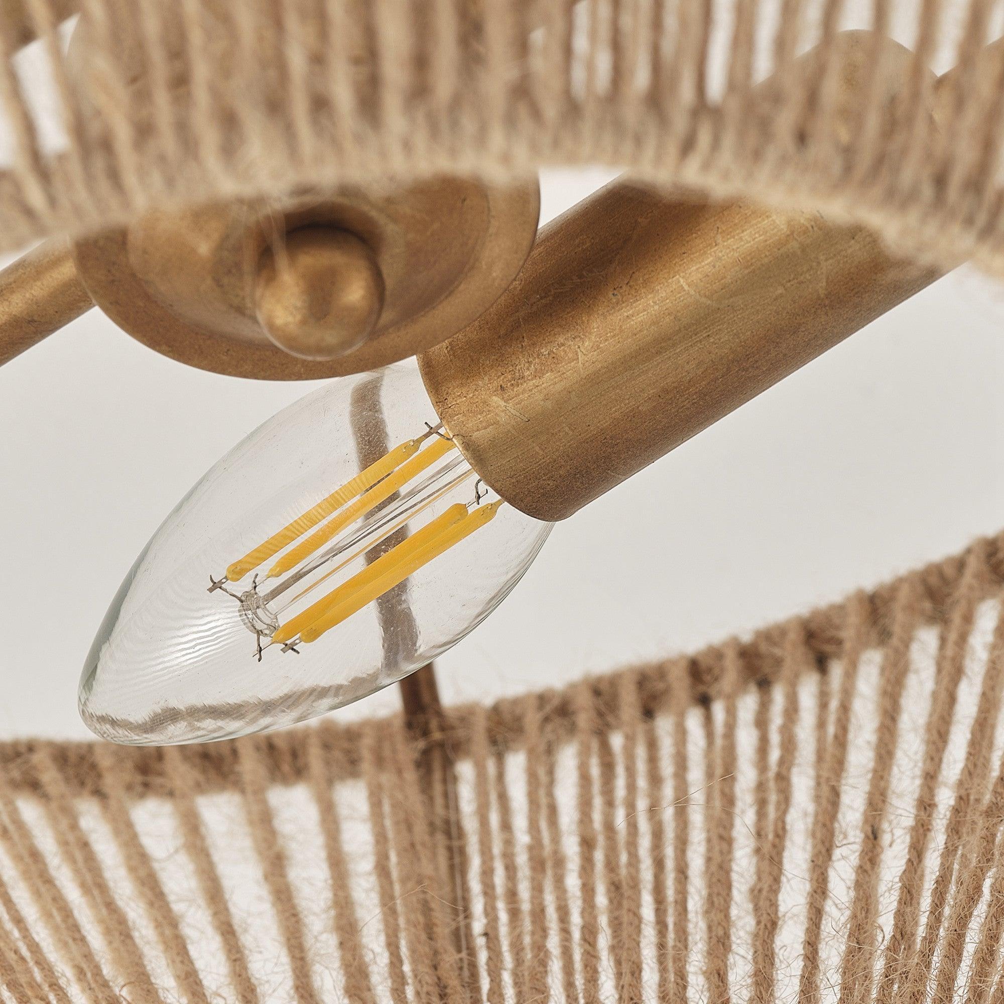 Rattan Rope Farmhouse 2-Light Flush Mount Light