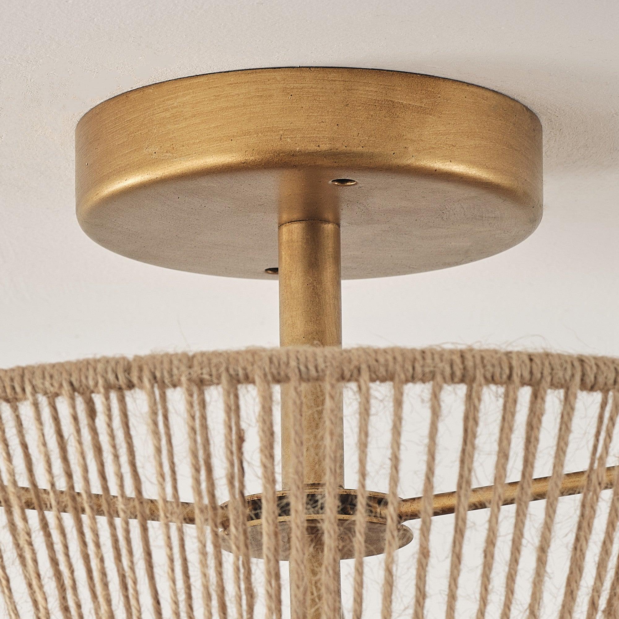 Rattan Rope Farmhouse 2-Light Flush Mount Light