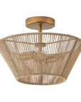 Rattan Rope Farmhouse 2-Light Flush Mount Light