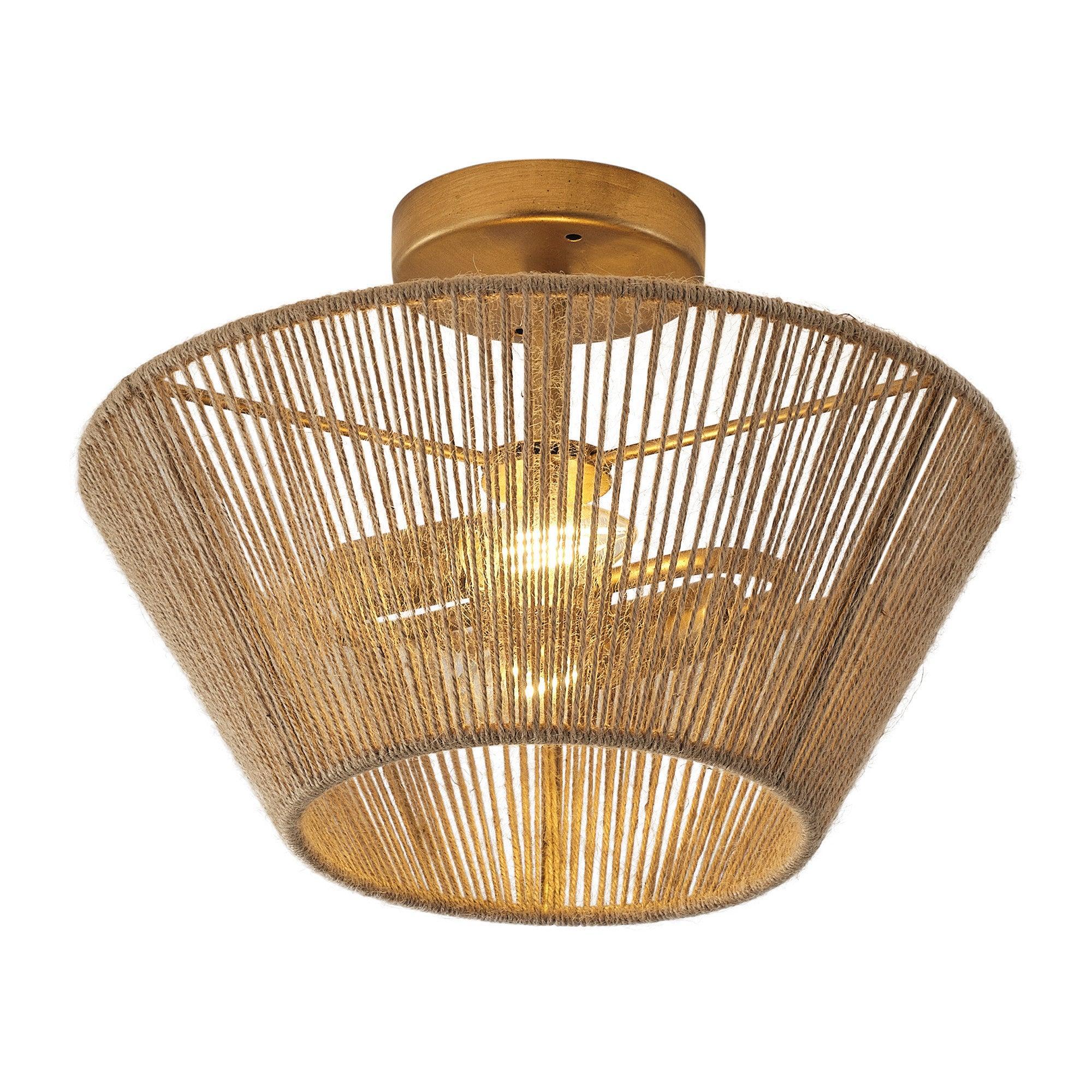 Rattan Rope Farmhouse 2-Light Flush Mount Light
