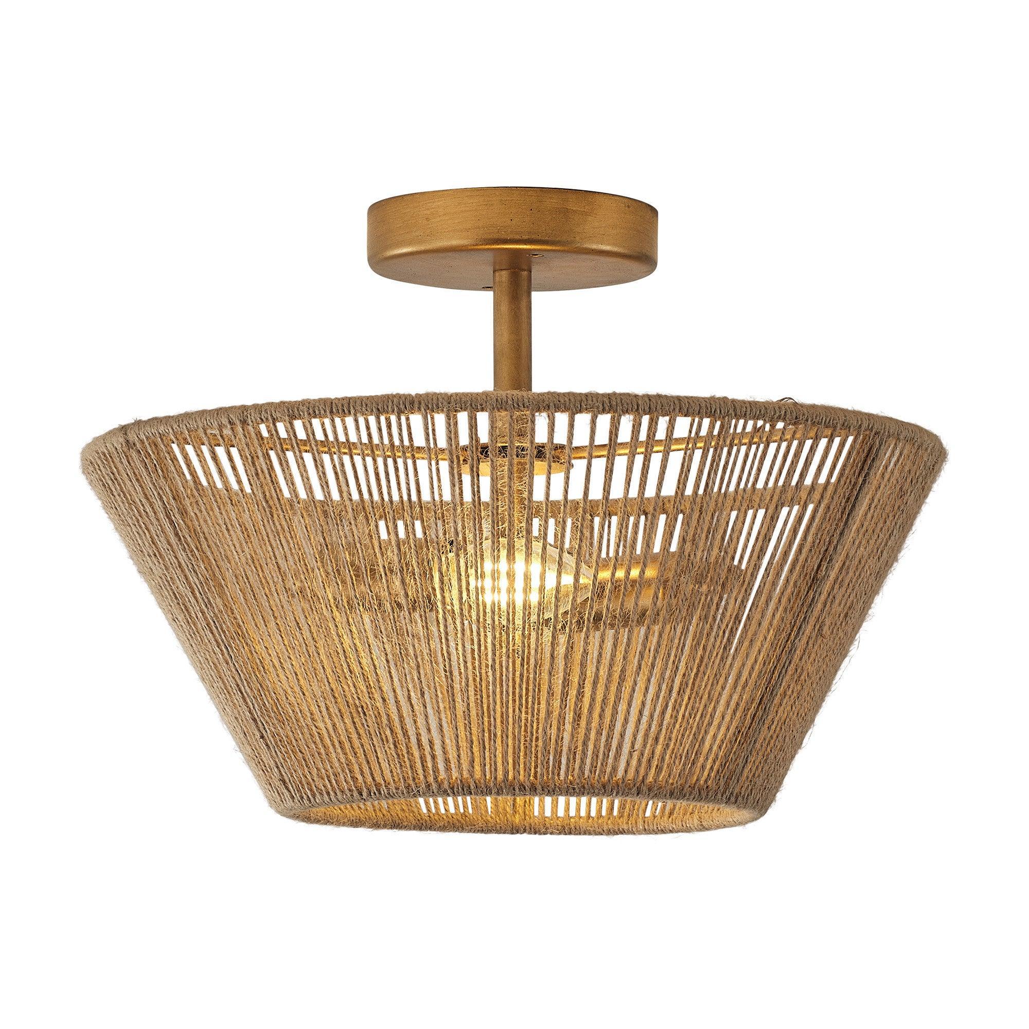 Rattan Rope Farmhouse 2-Light Flush Mount Light