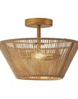 Rattan Rope Farmhouse 2-Light Flush Mount Light