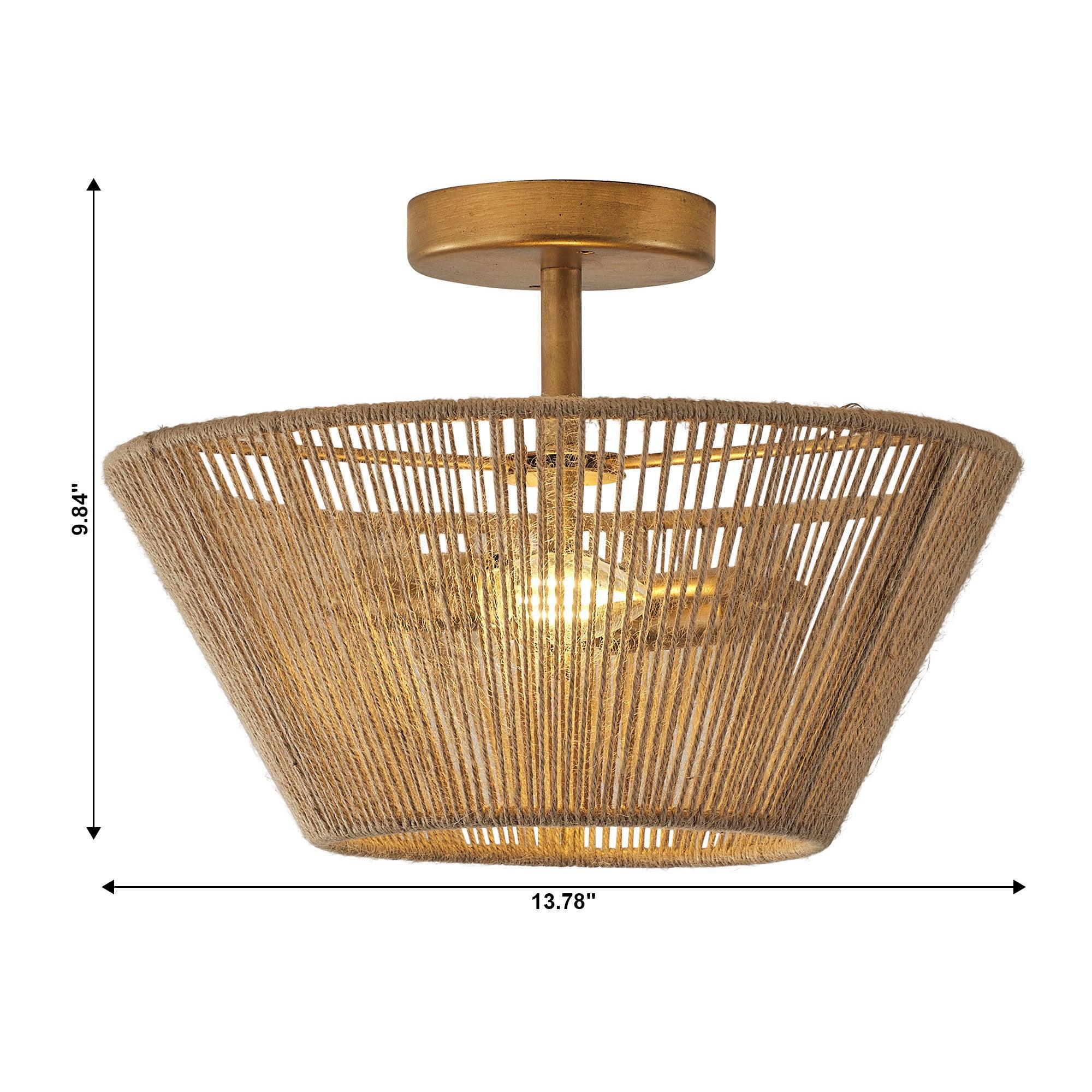 Rattan Rope Farmhouse 2-Light Flush Mount Light
