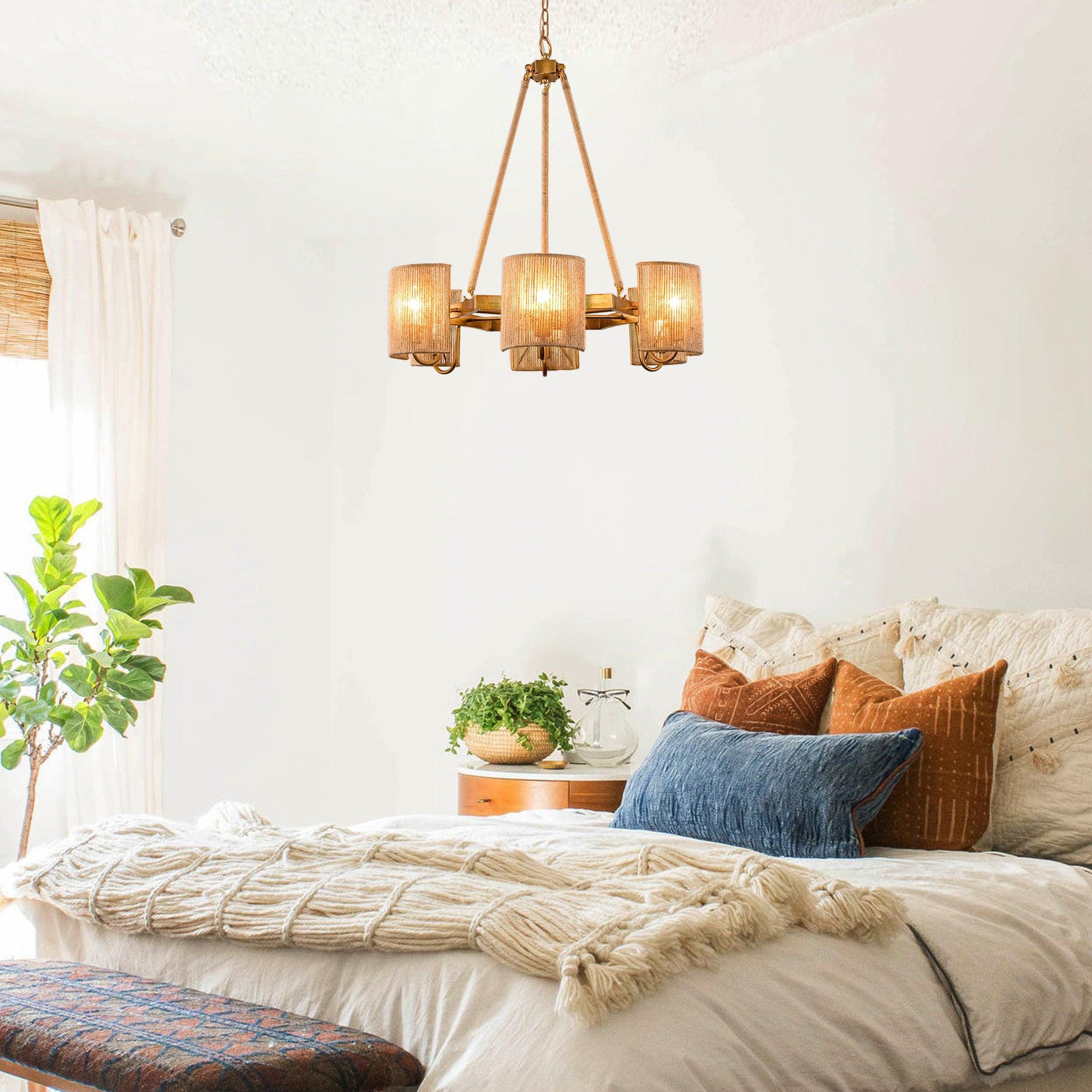 Modern Farmhouse Linear Pendant 6 Light for Bedroom