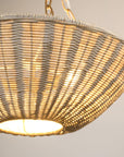 Coastal Farmhouse Wabi-Sabi 3-Light Rattan Bowl Pendant Light