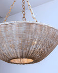 Coastal Farmhouse Wabi-Sabi 3-Light Rattan Bowl Pendant Light