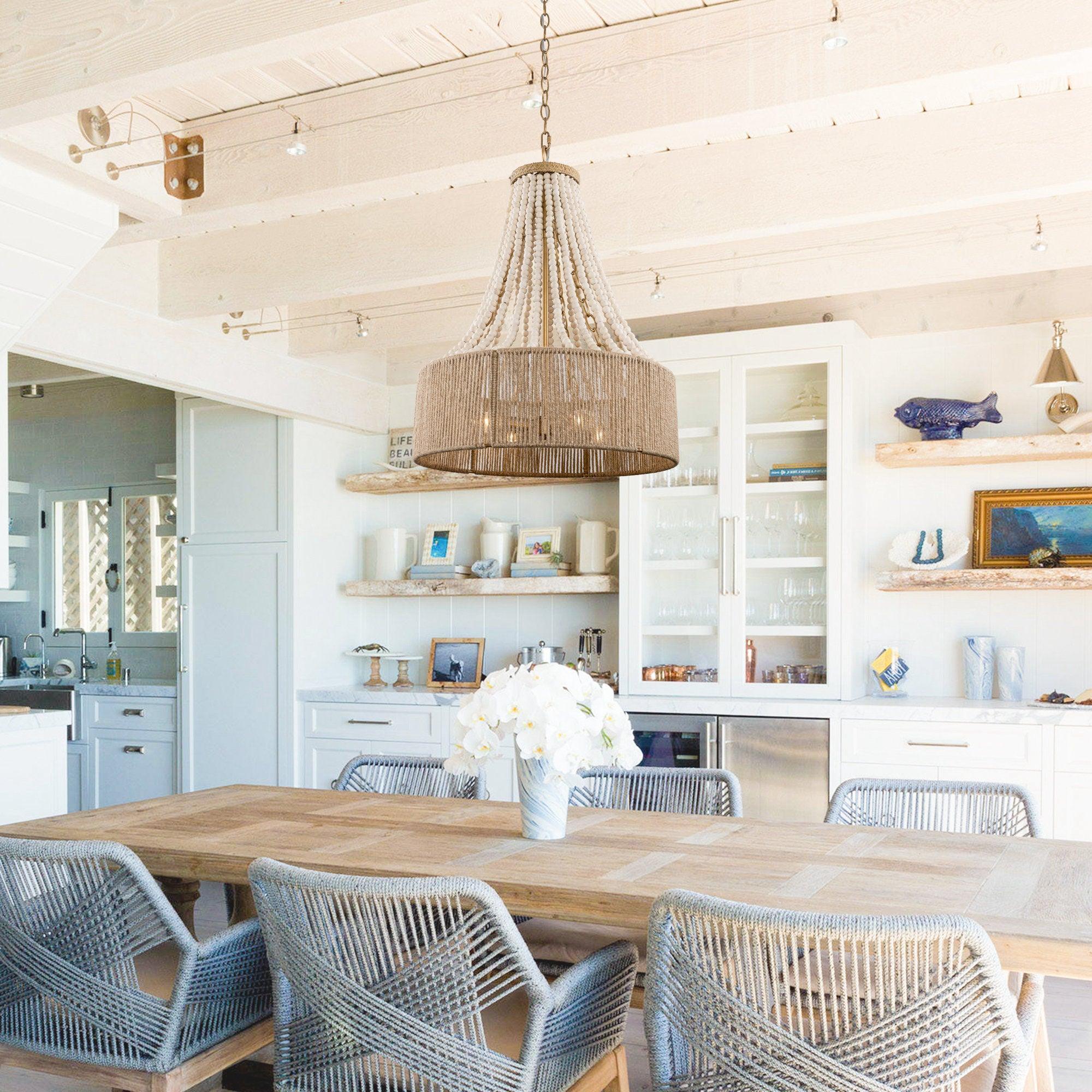 Modern Golden Farmhouse 4-Light Dry Rated Chandelier