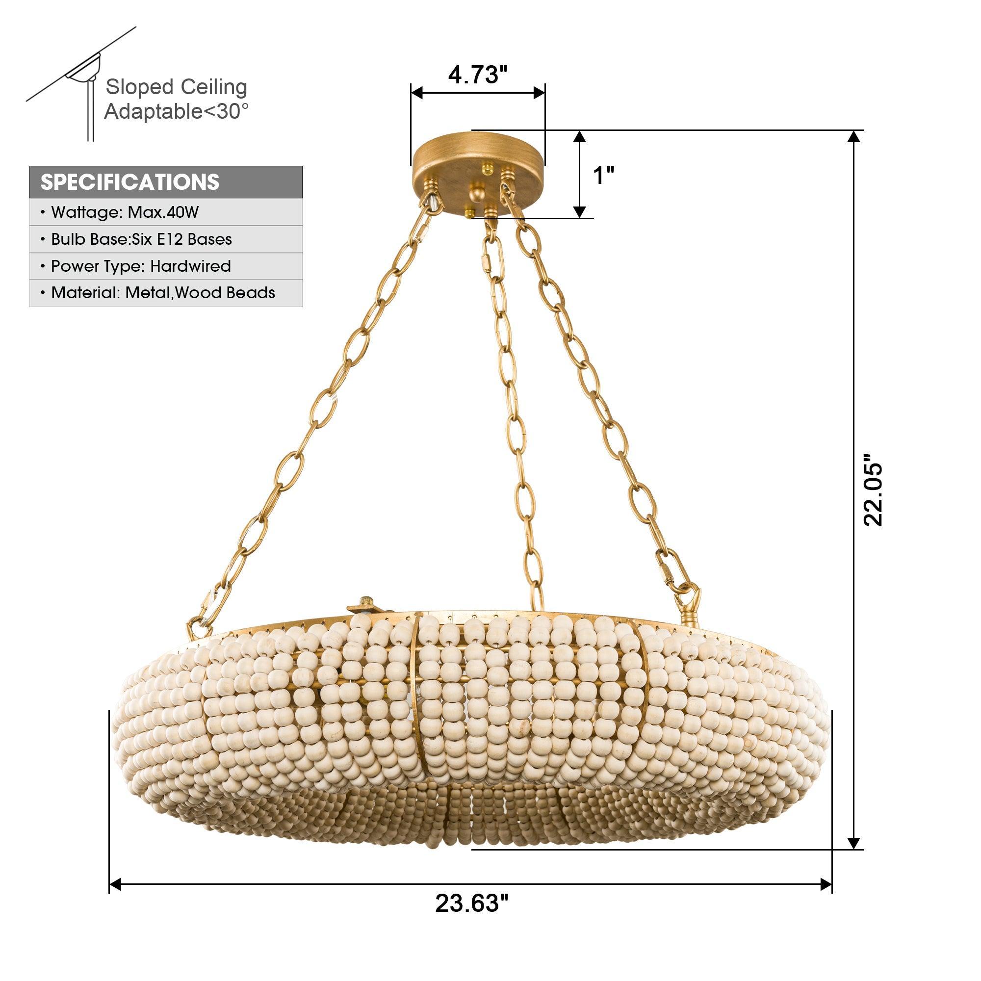 Industrial Farmhouse Antique Golden 6-Light Flush Mount Light