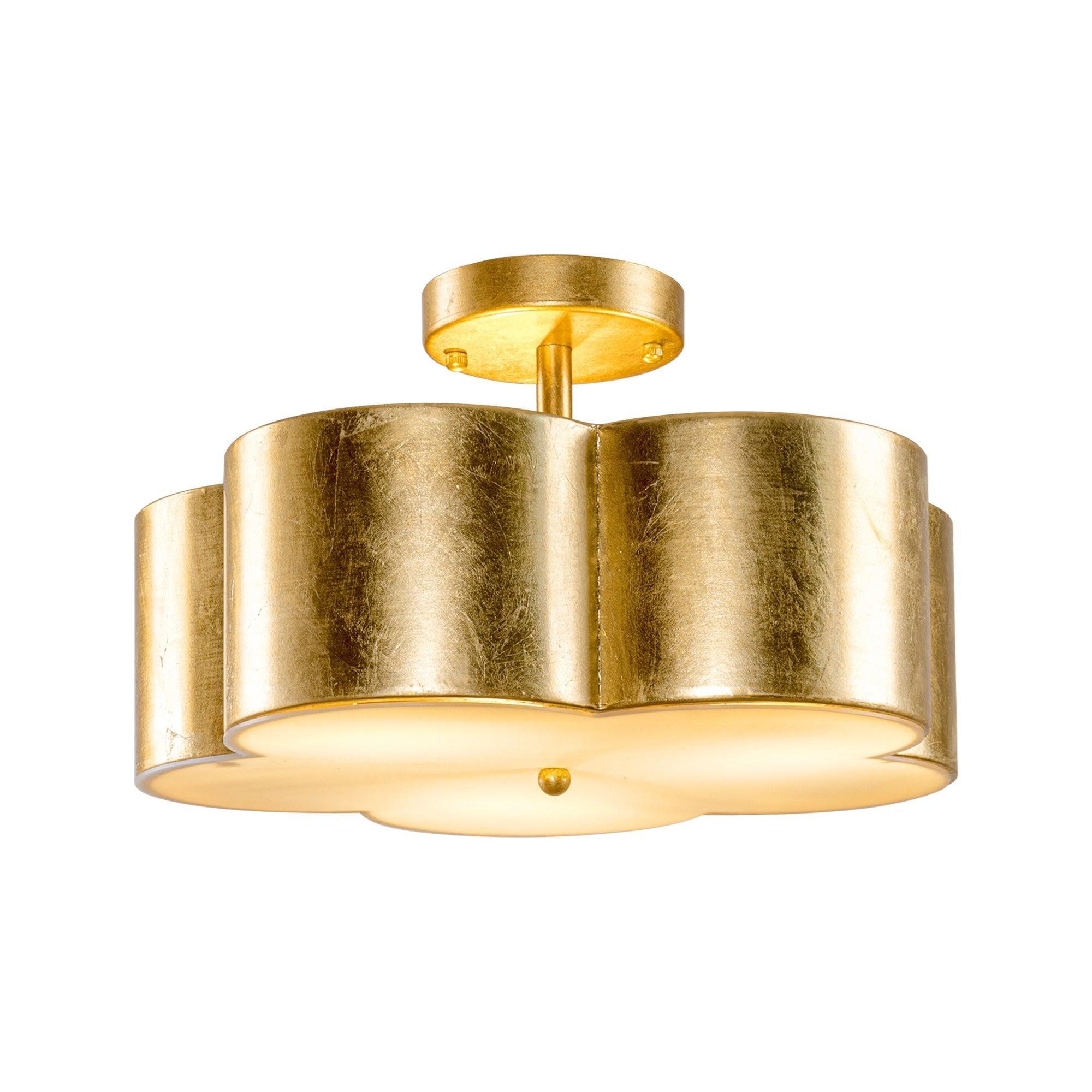Modern Gold 3-Light Semi Flush Mount Ceiling Light