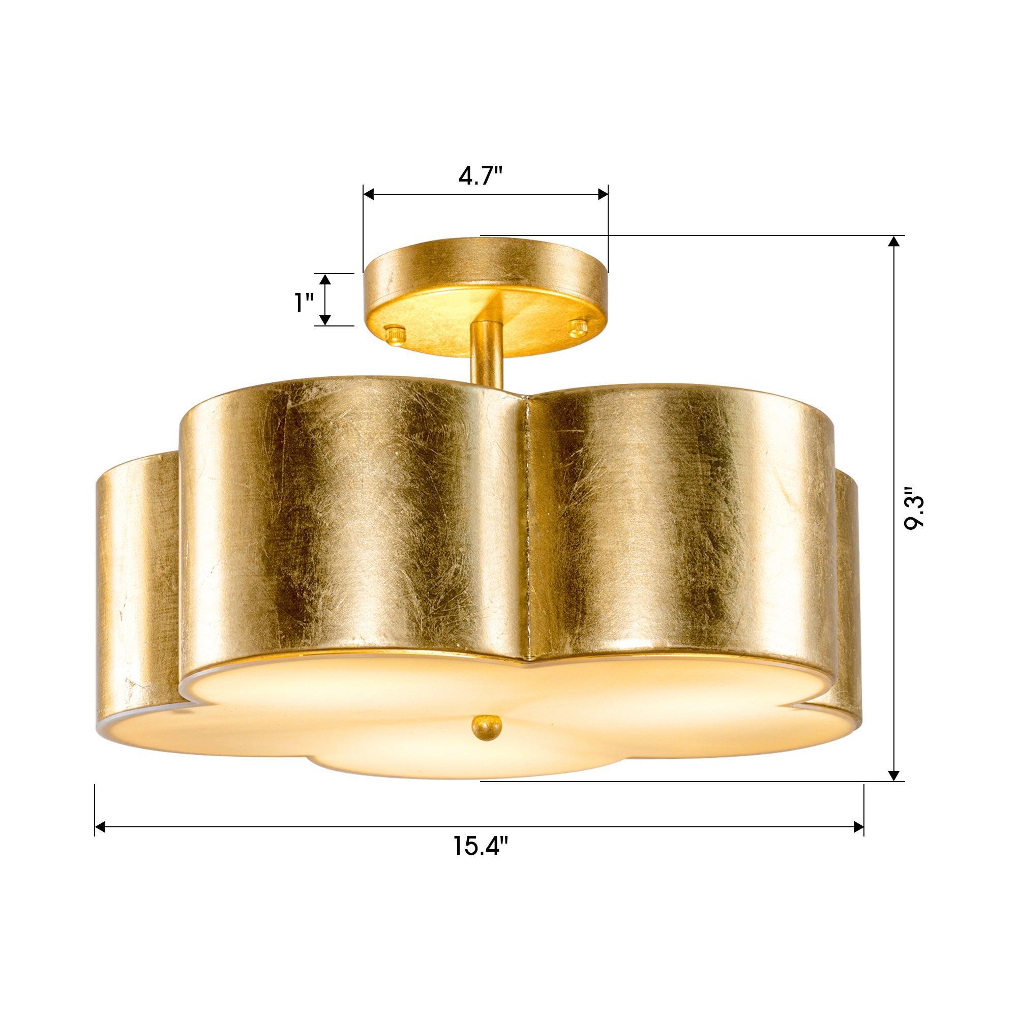 Modern Gold 3-Light Semi Flush Mount Ceiling Light