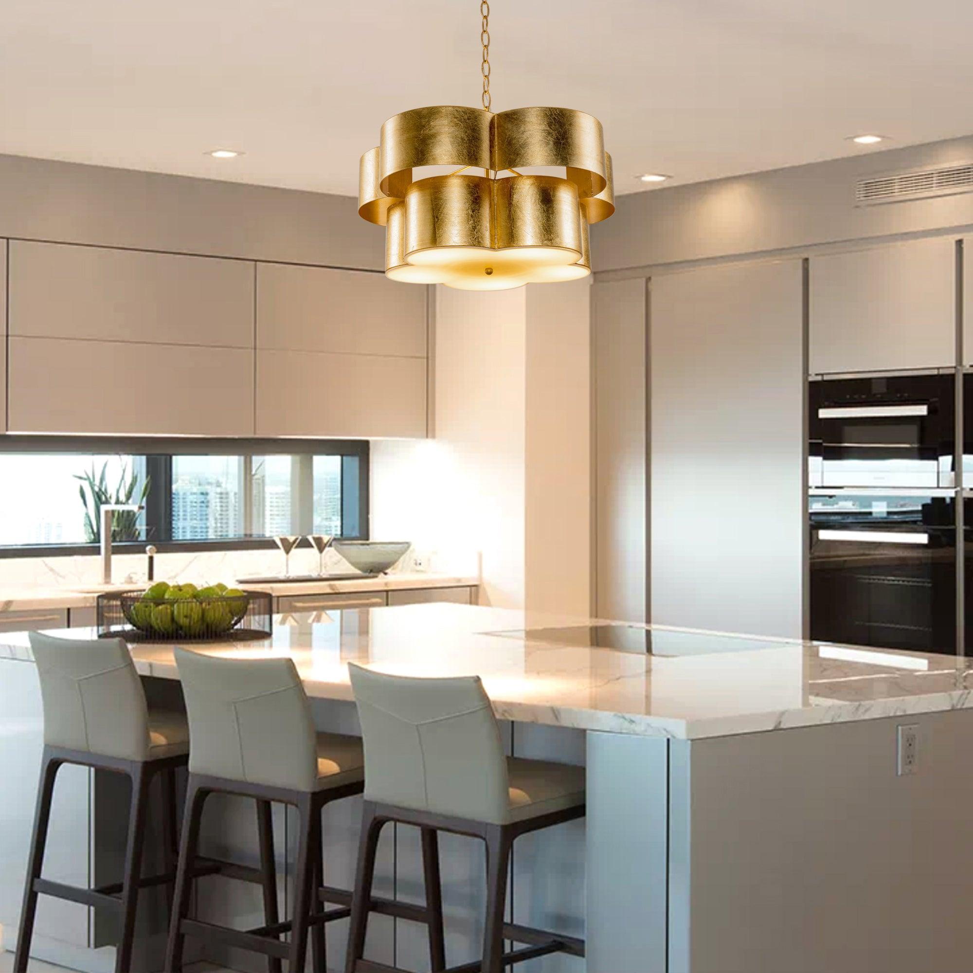 Industrial Farmhouse Golden 5-Light Iron Pendant Light