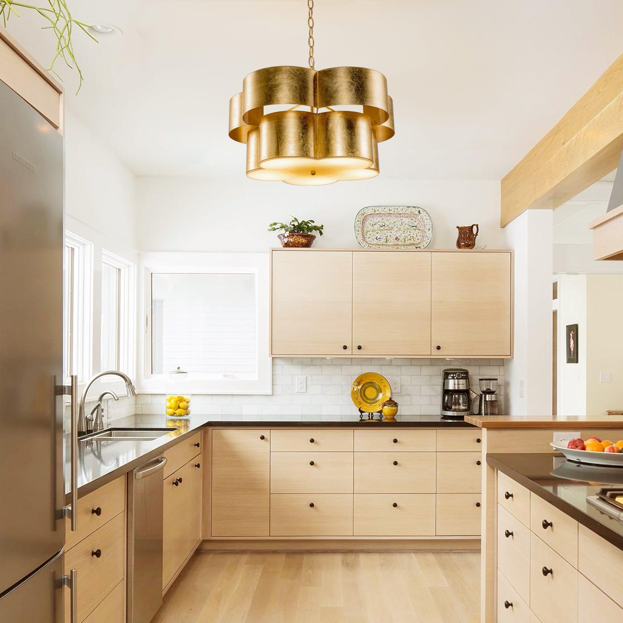 Industrial Farmhouse Golden 5-Light Iron Pendant Light