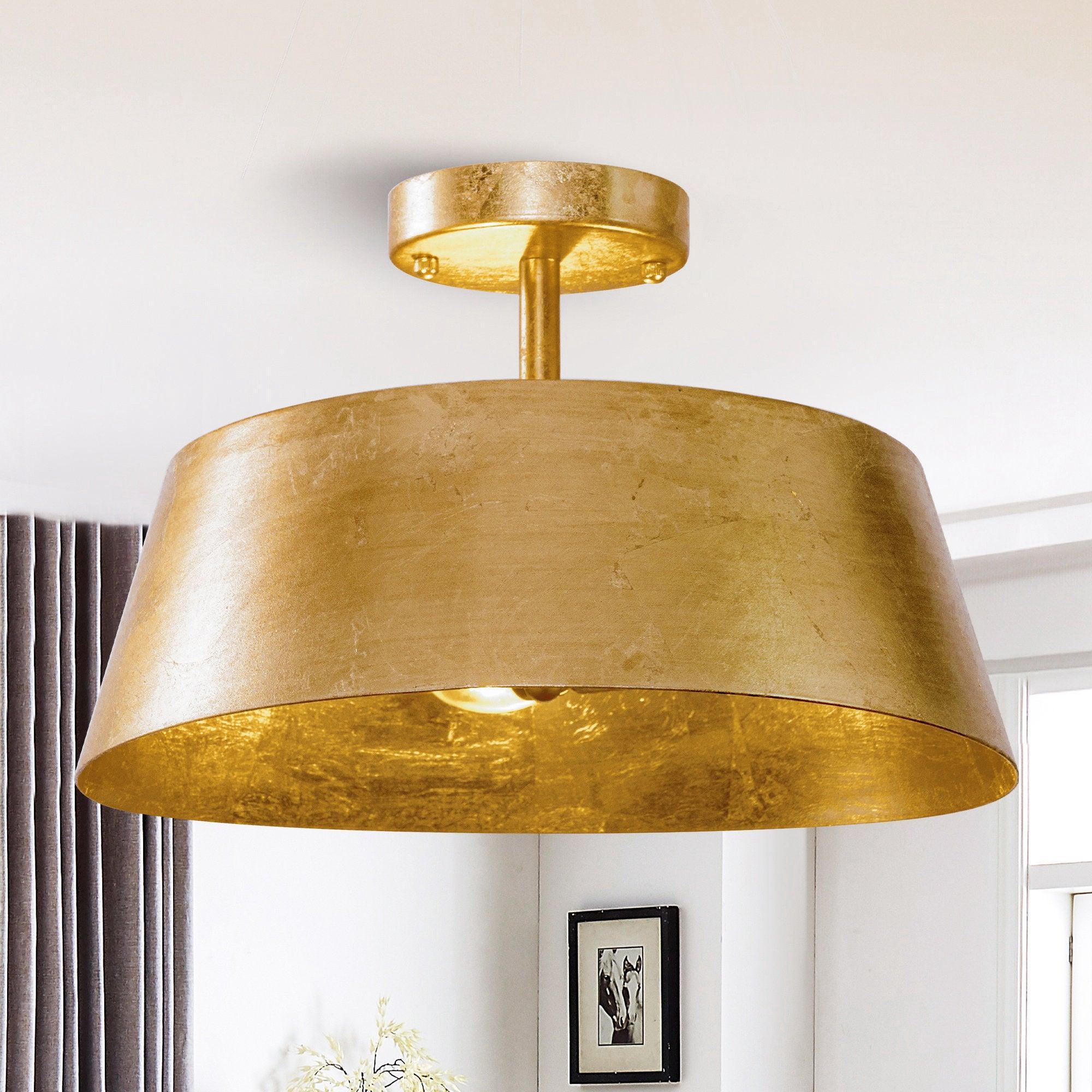 Modern Golden 3-Light Semi Flush Mount Light