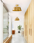 Modern Golden 3-Light Semi Flush Mount Light