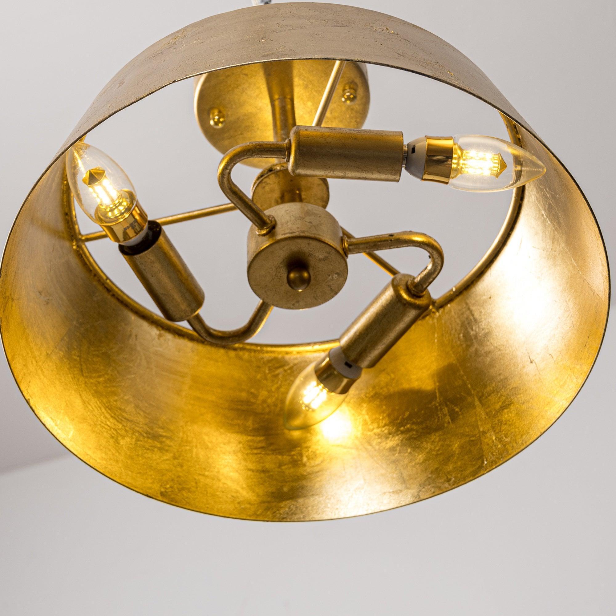 Modern Golden 3-Light Semi Flush Mount Light