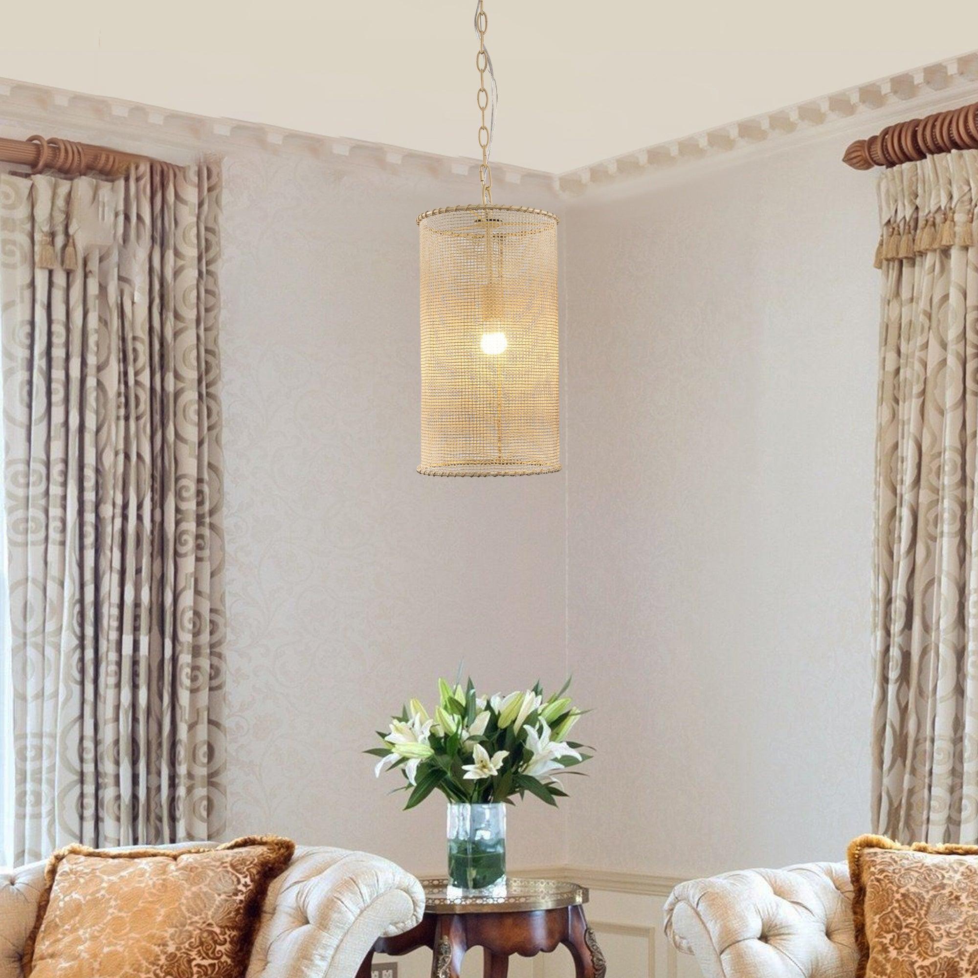 Bohemian Farmhouse Wabi-Sabi 1-Light Beige Wooden Beads Pendant Light