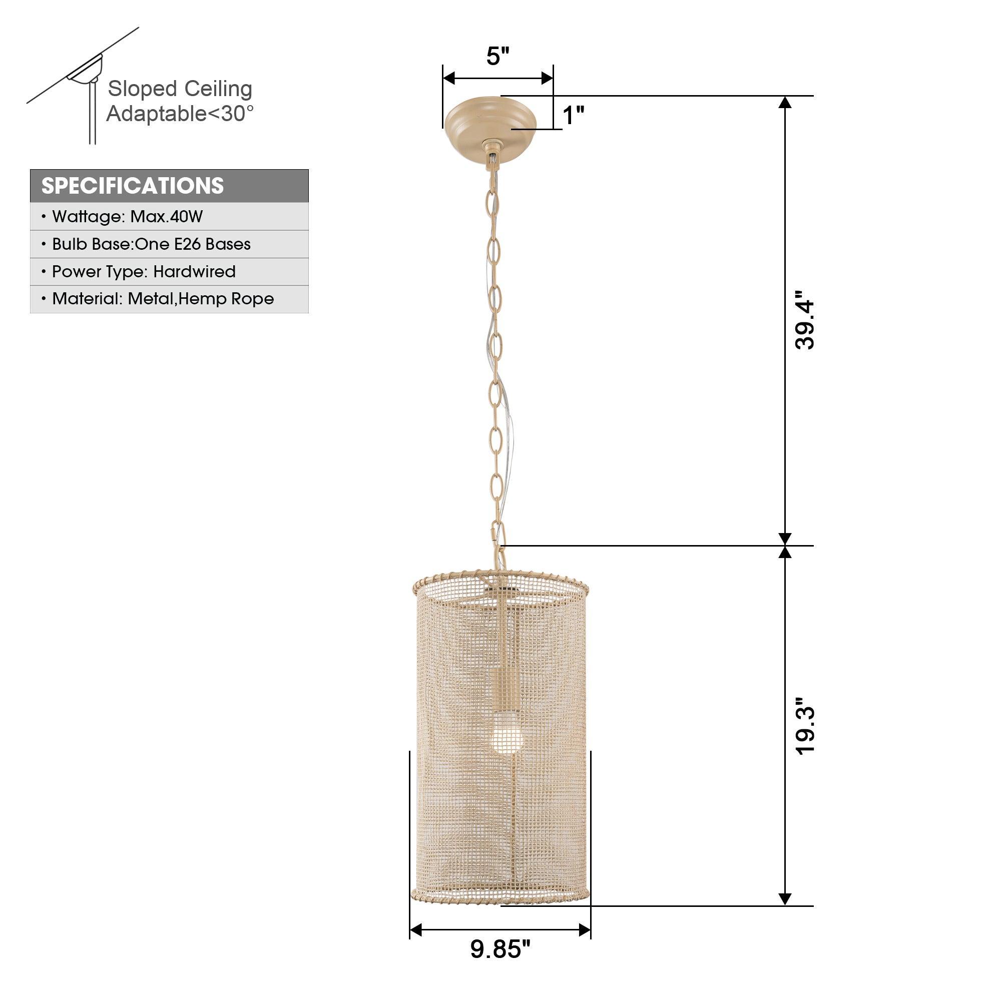 Bohemian Farmhouse Wabi-Sabi 1-Light Beige Wooden Beads Pendant Light